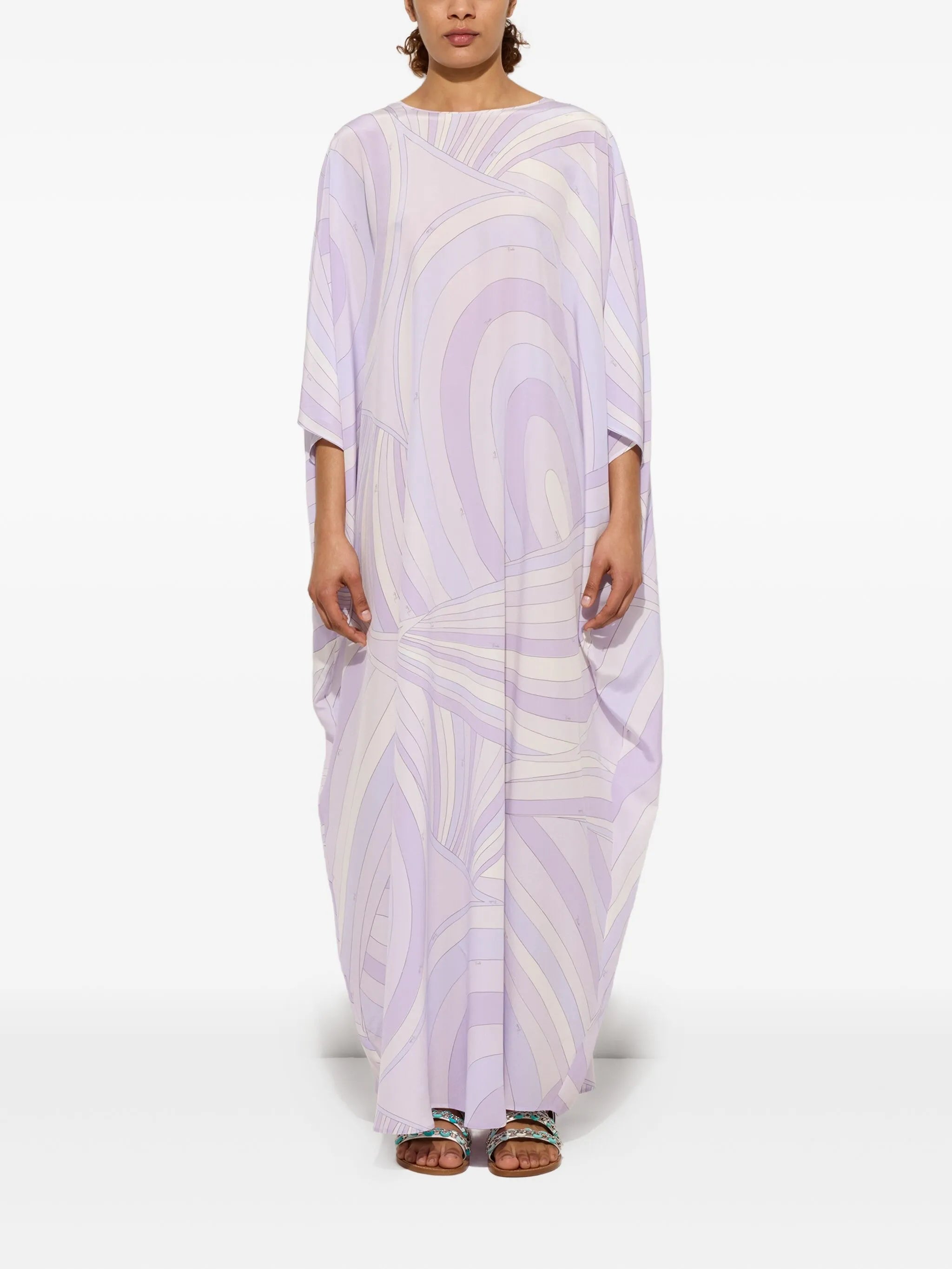 wave-print kaftan