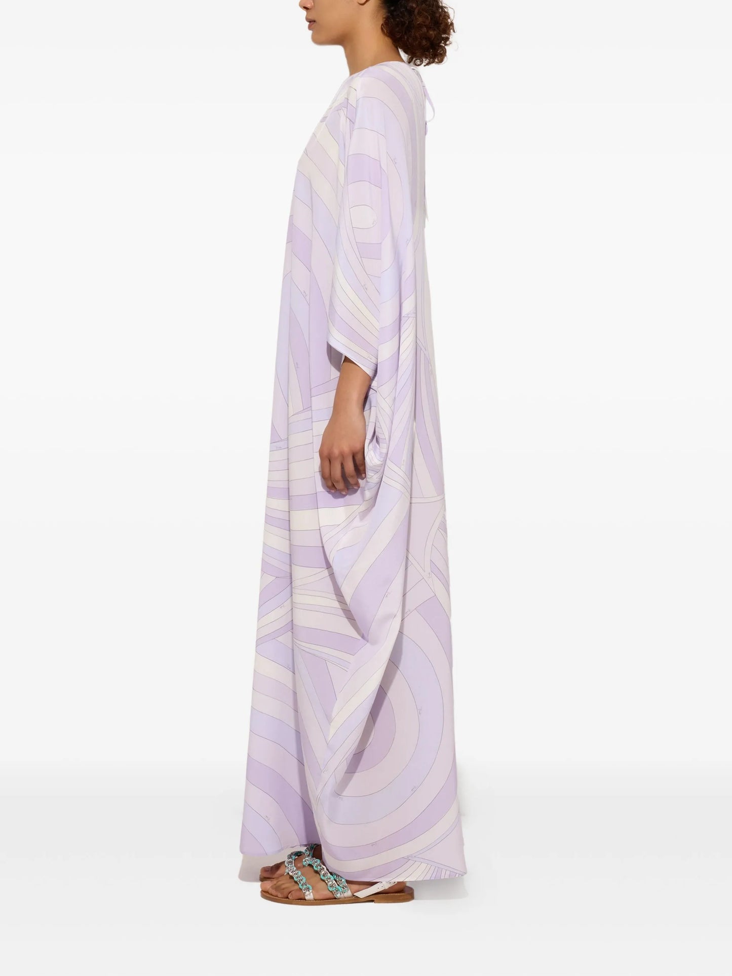 wave-print kaftan
