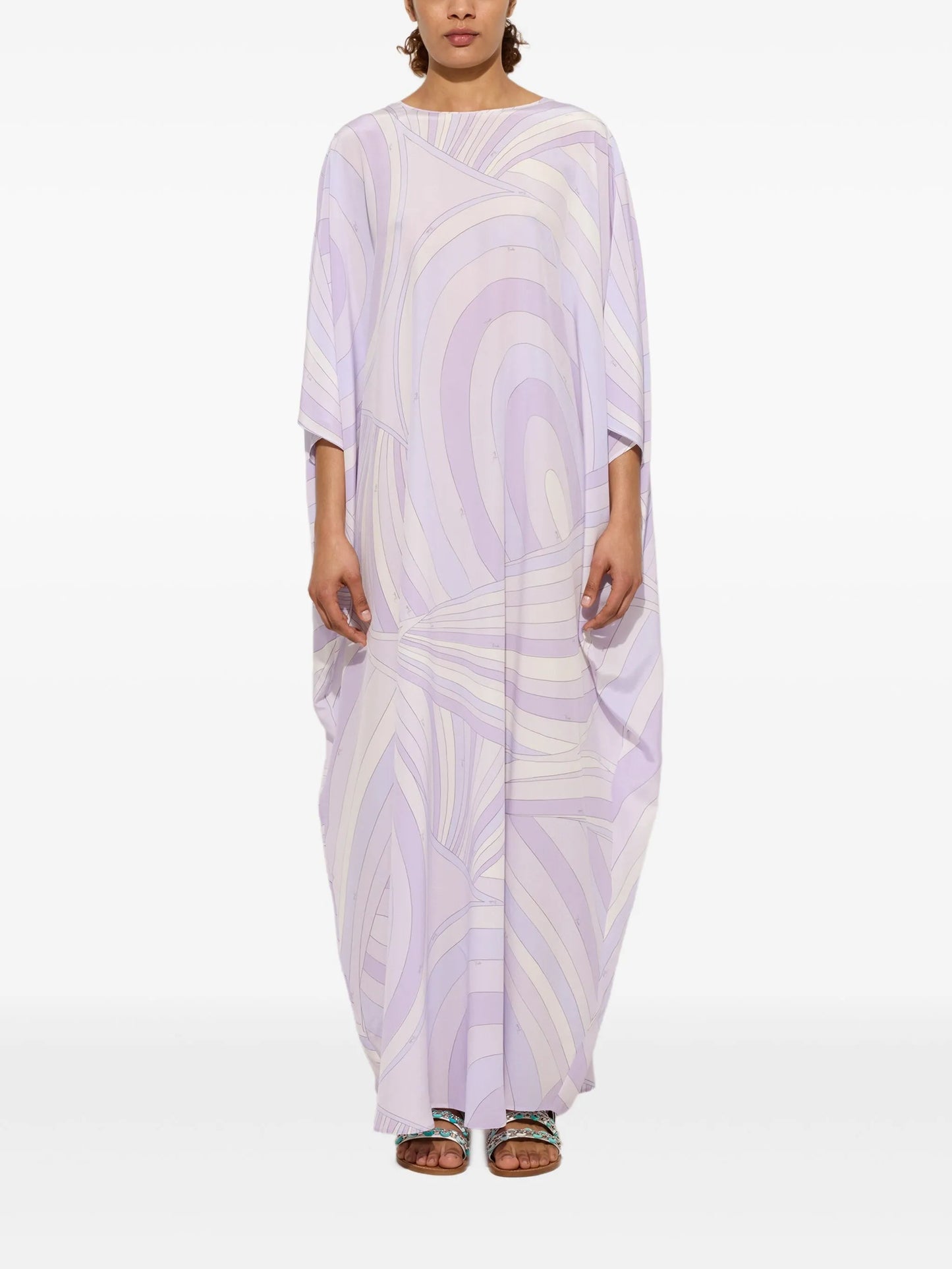 wave-print kaftan