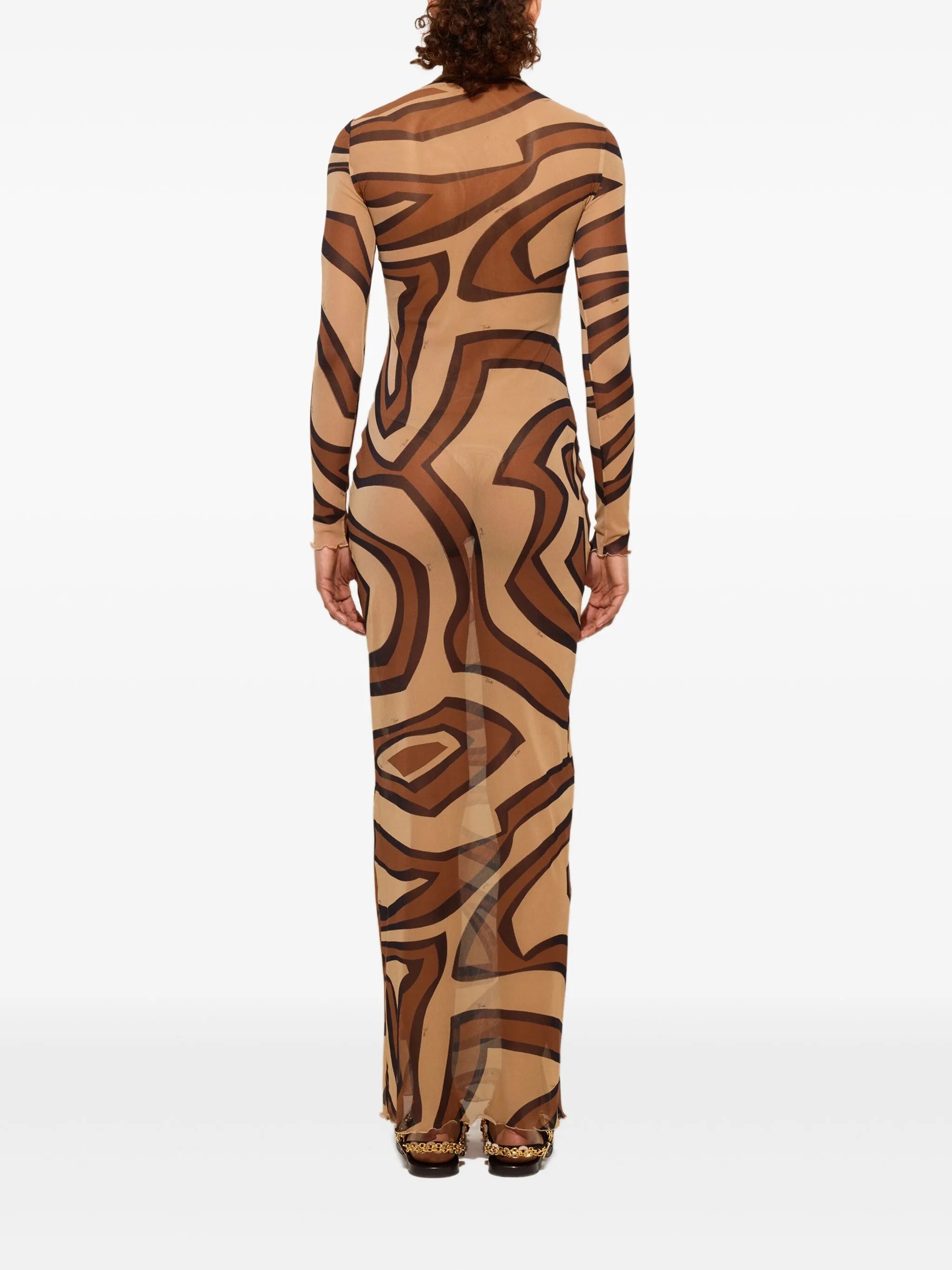 wave-print turtleneck dress