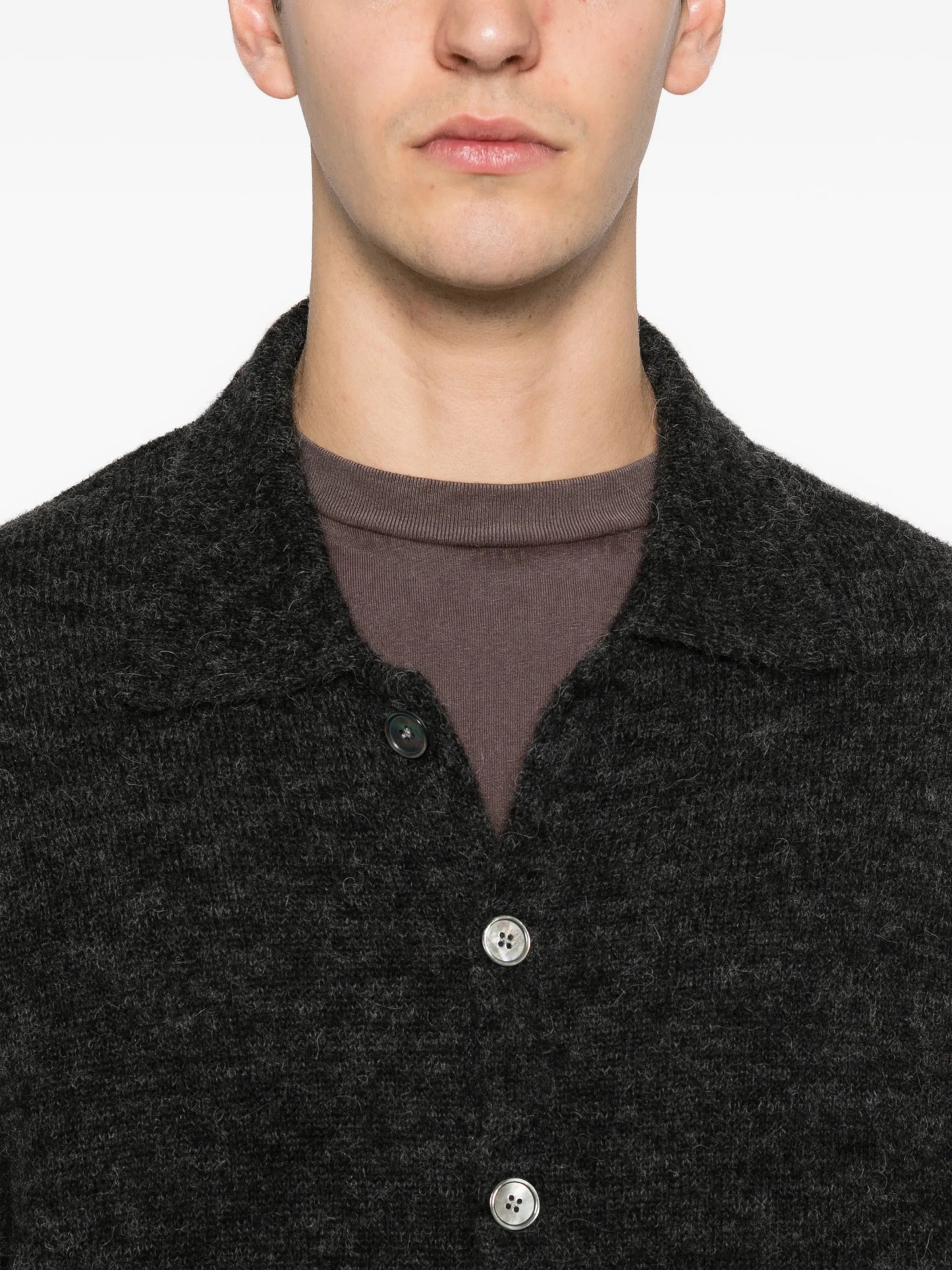 polo-collar cardigan