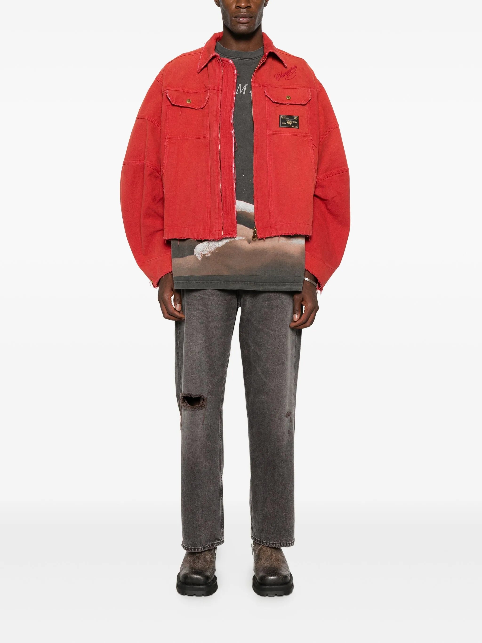 logo-detail piping jacket