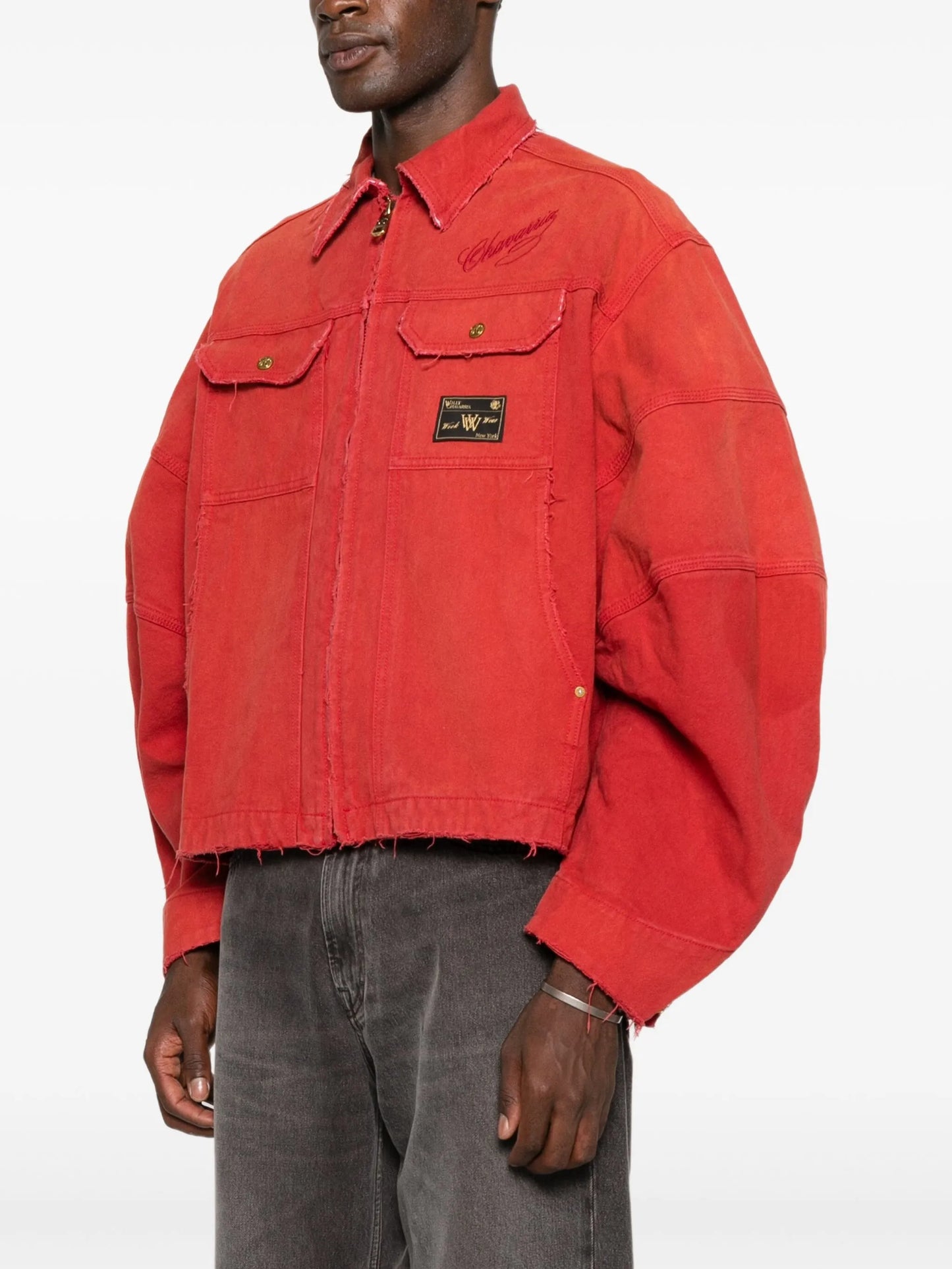logo-detail piping jacket