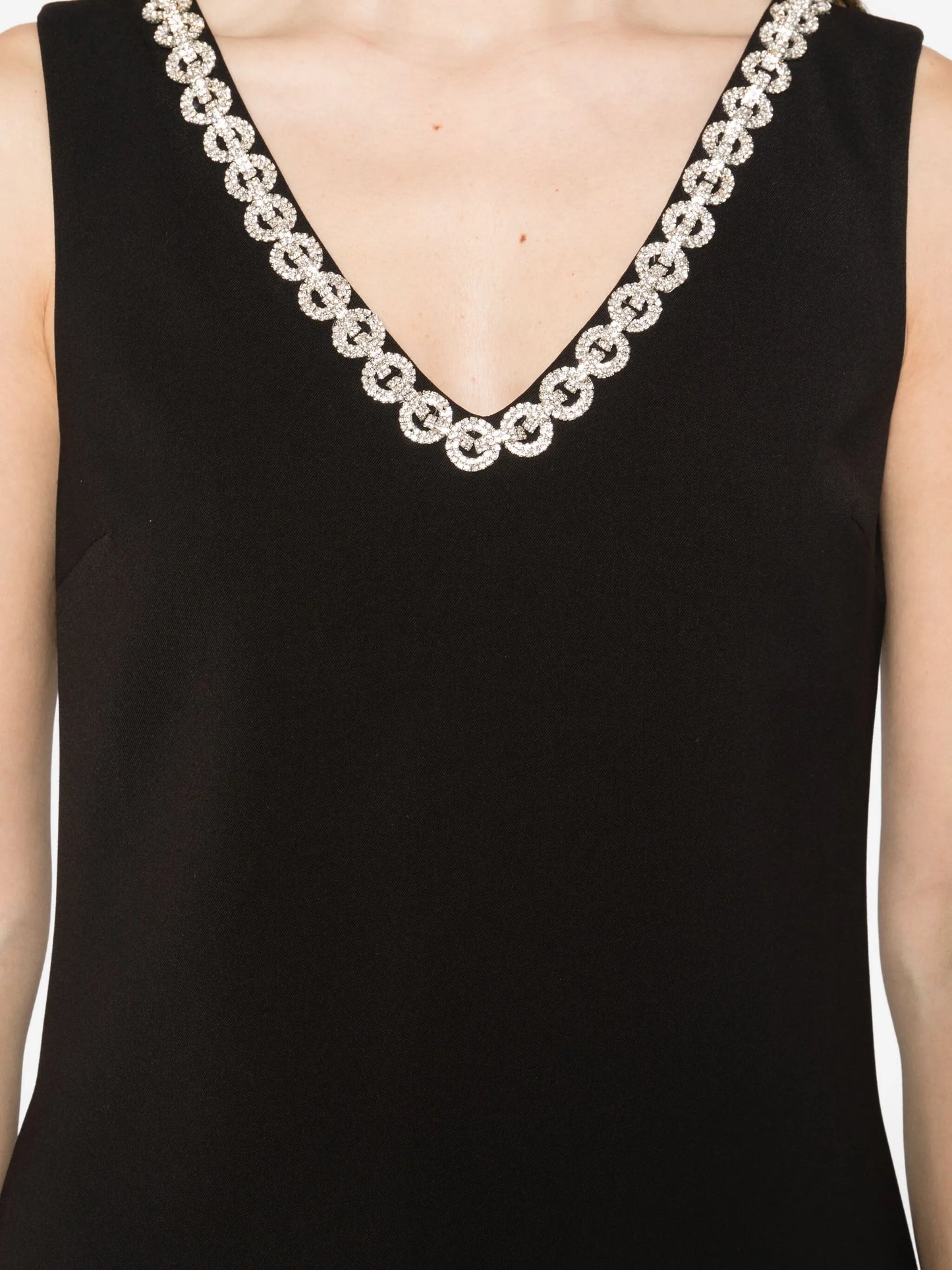 crystal-embellished V-neck dress