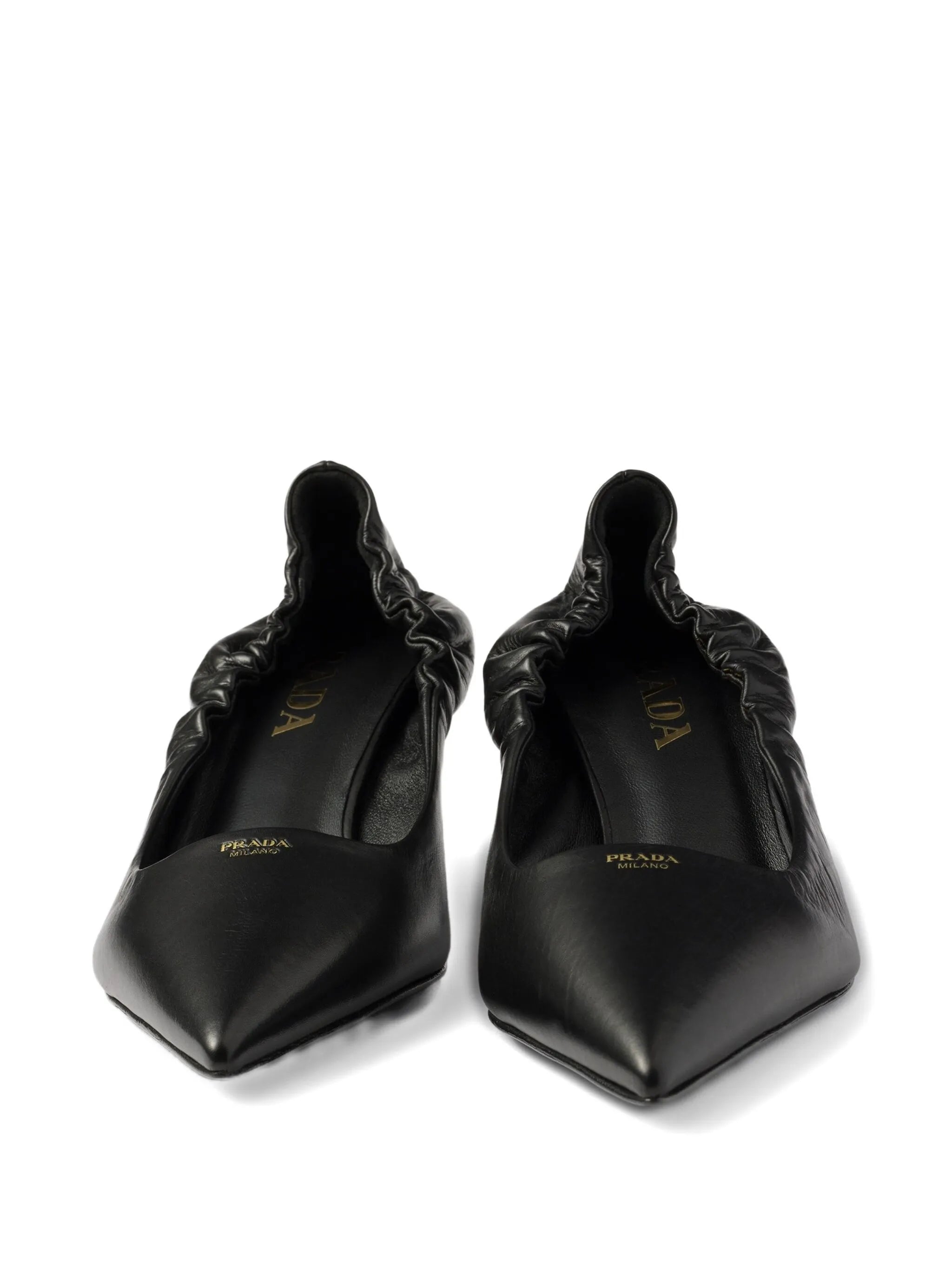 55mm ruched-effect pointed-toe leather pumps