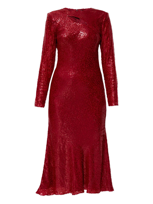 lurex-detail silk dress