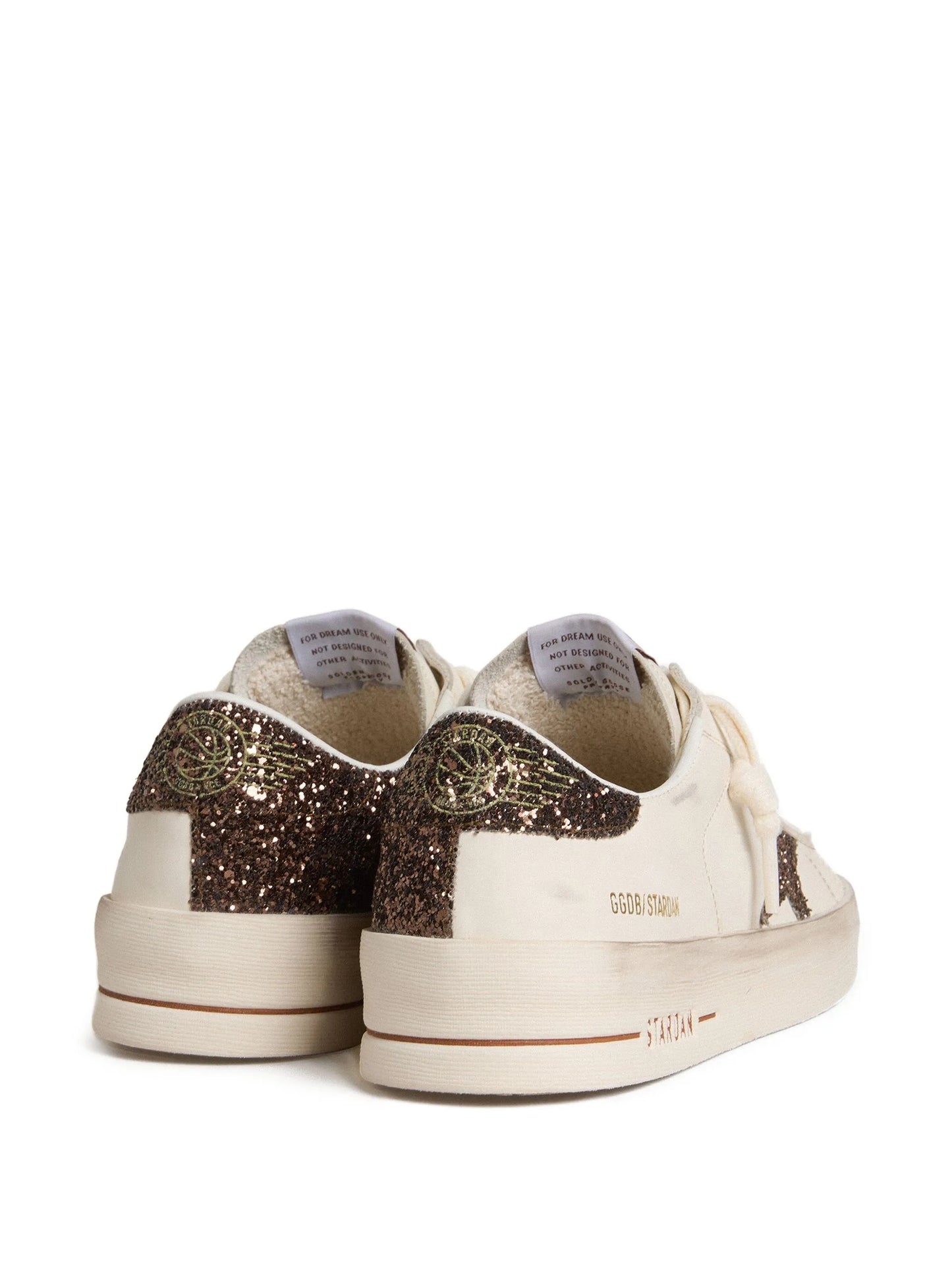 Stardan trainers in white leather with brown glitter star and heels tab