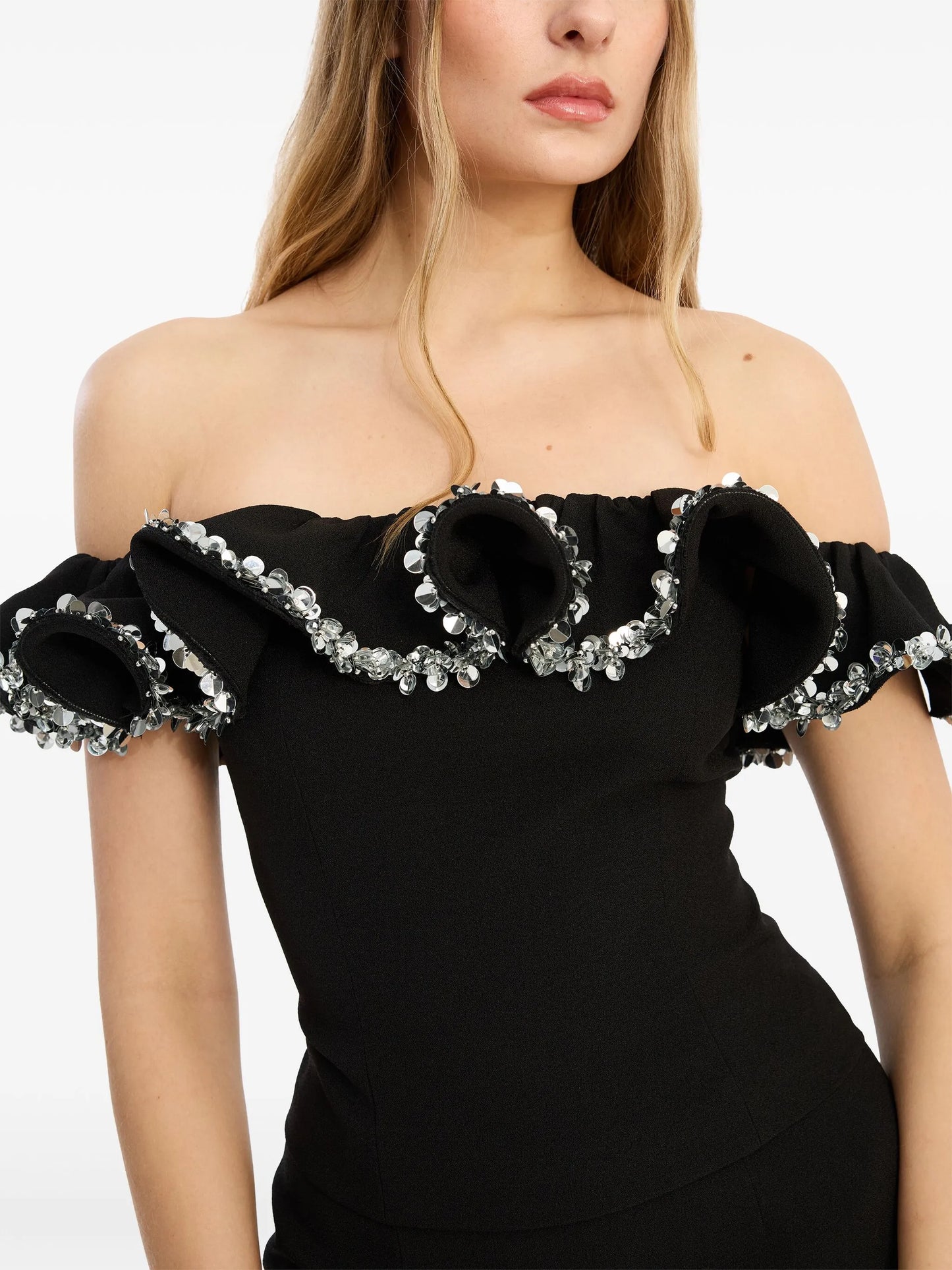crepe ruffle top