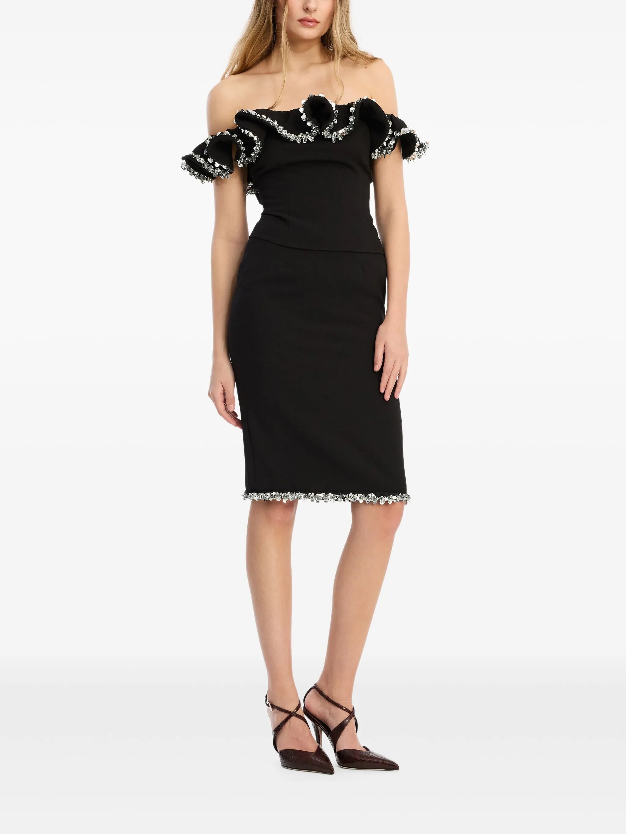 crepe ruffle top