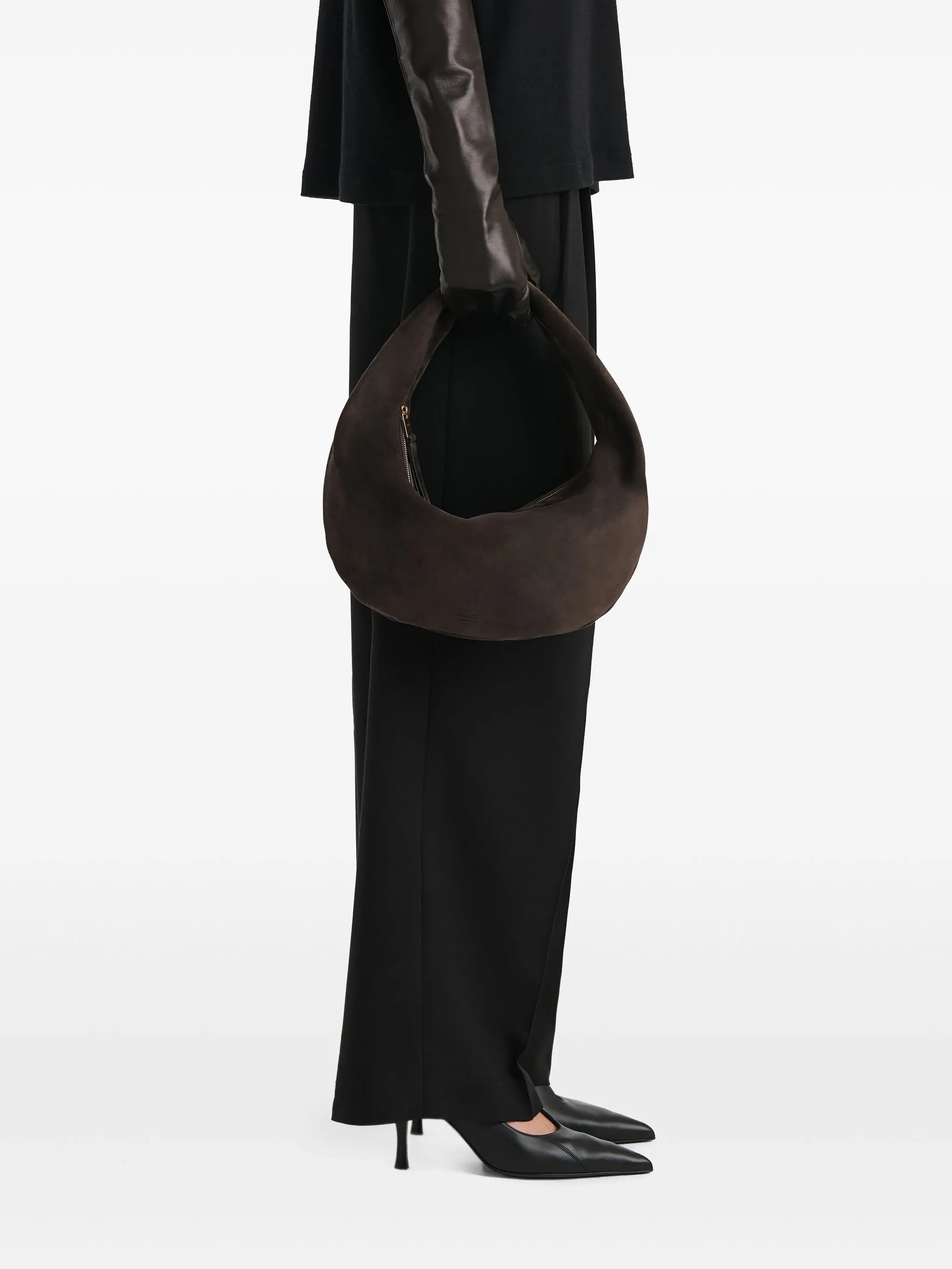 medium Olivia zip calf-suede shoulder bag