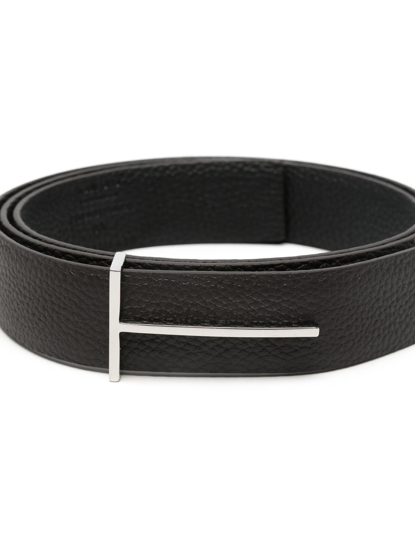 T-buckle leather reversible belt