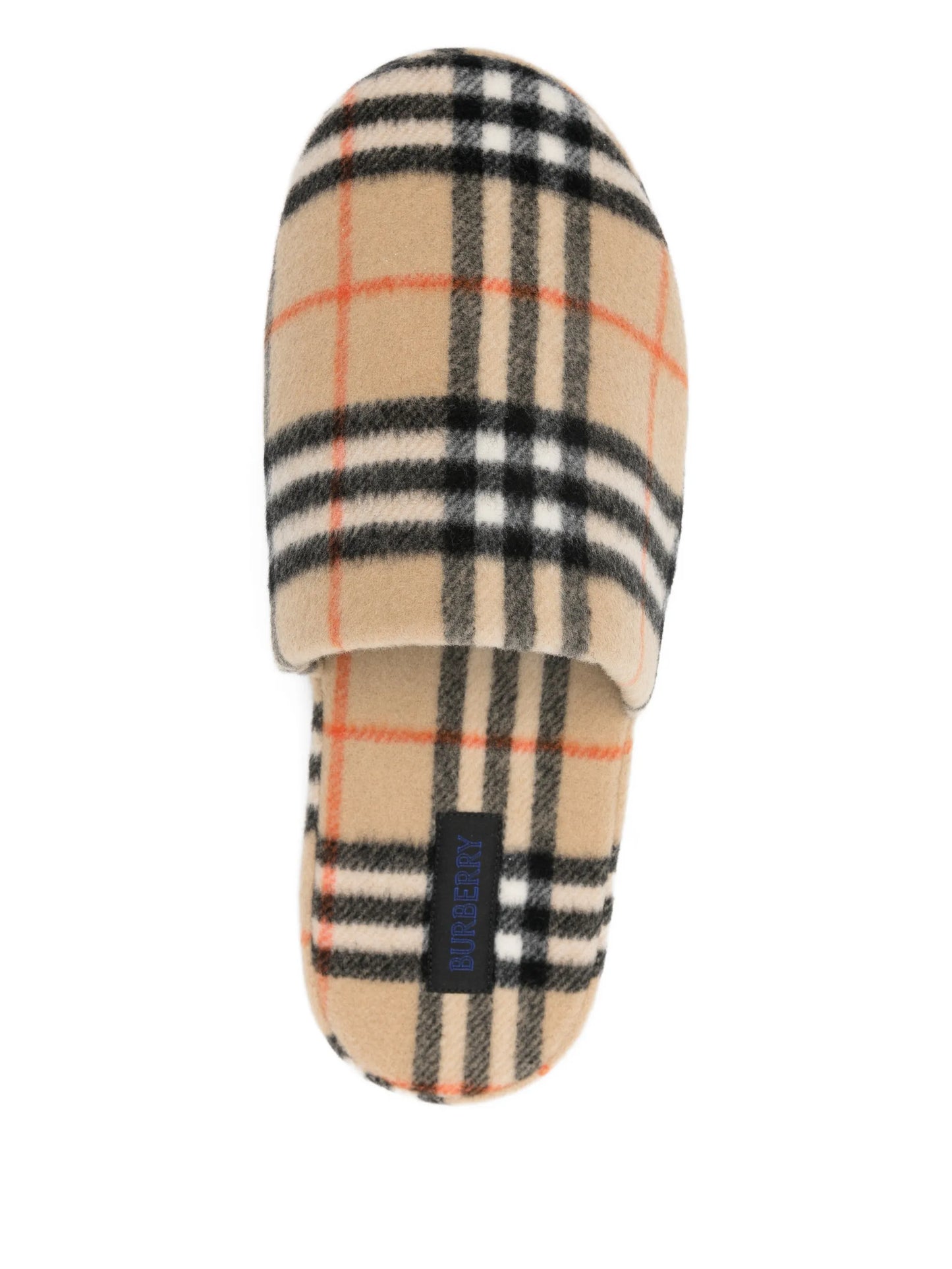 Check wool blend slippers