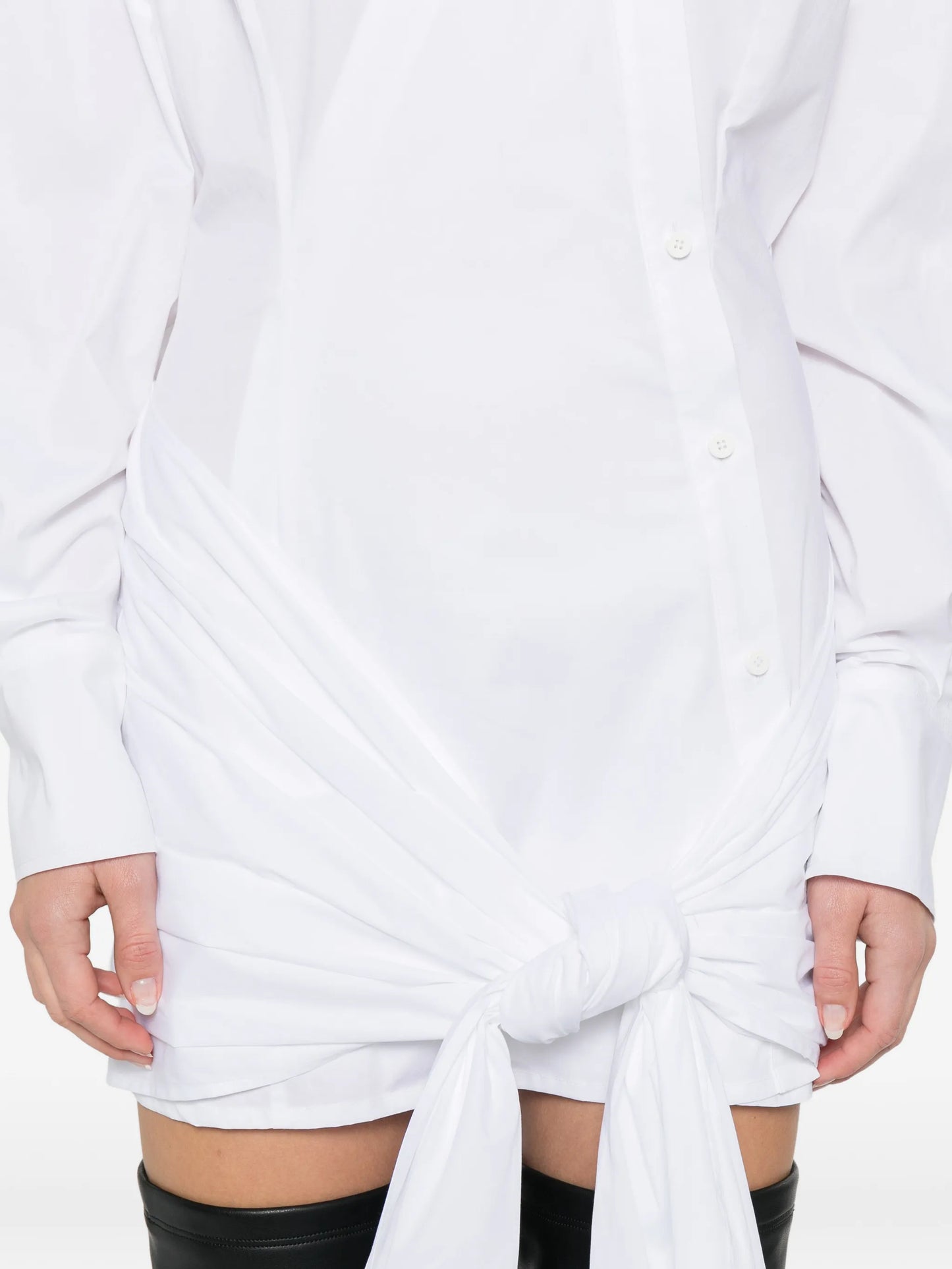 long-sleeve knot mini dress