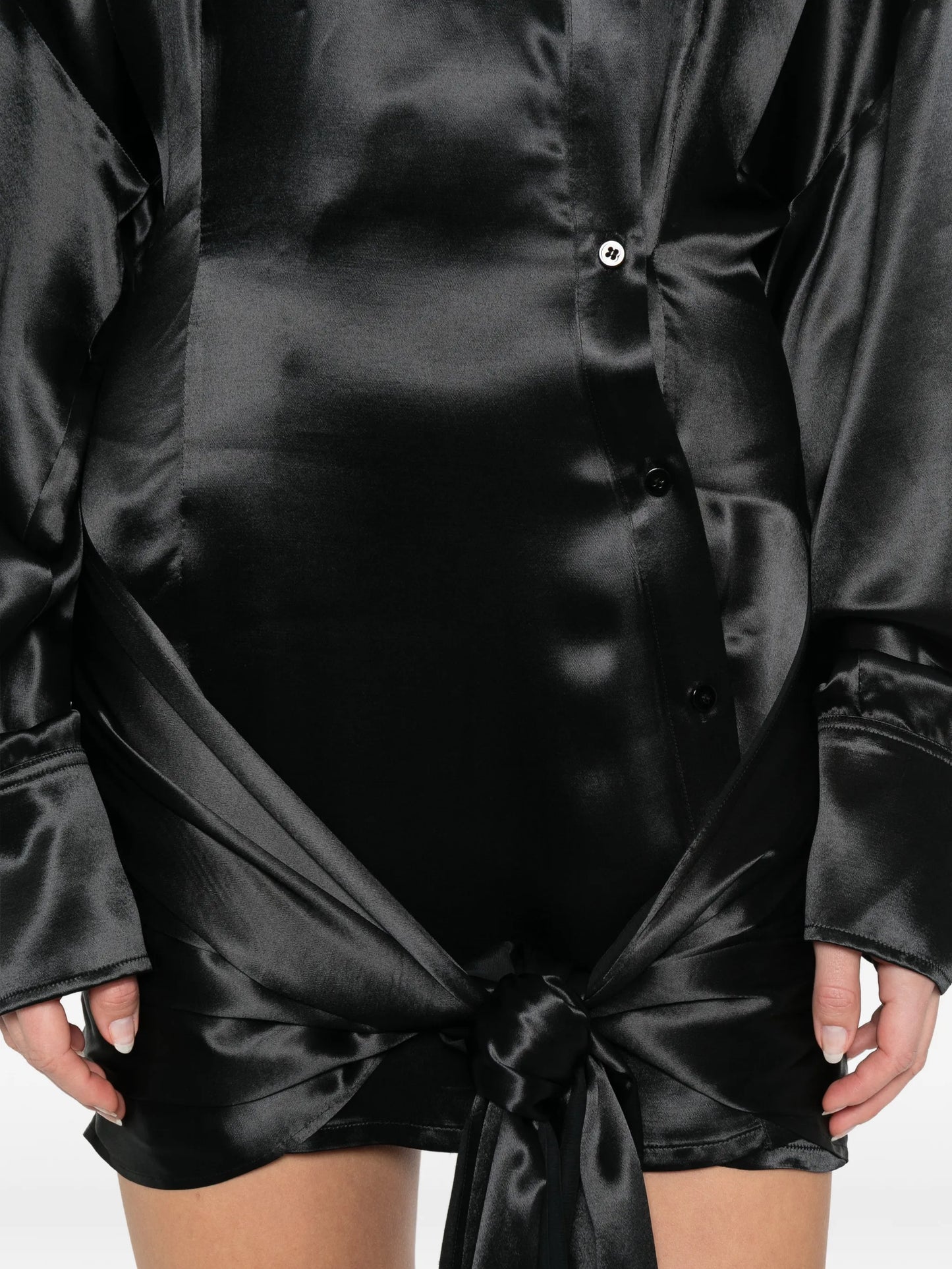 knot long-sleeve mini dress