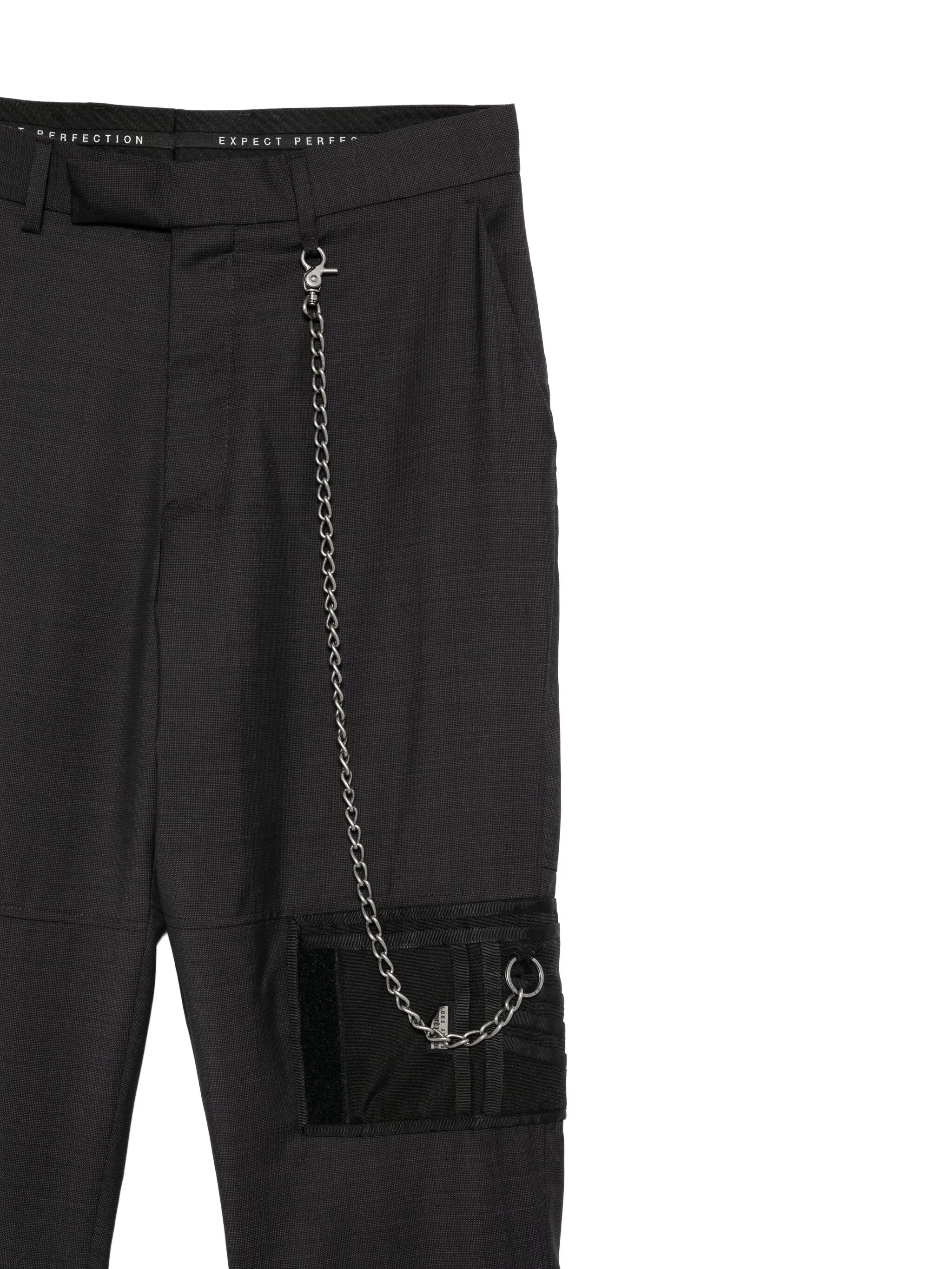chain-detail trousers