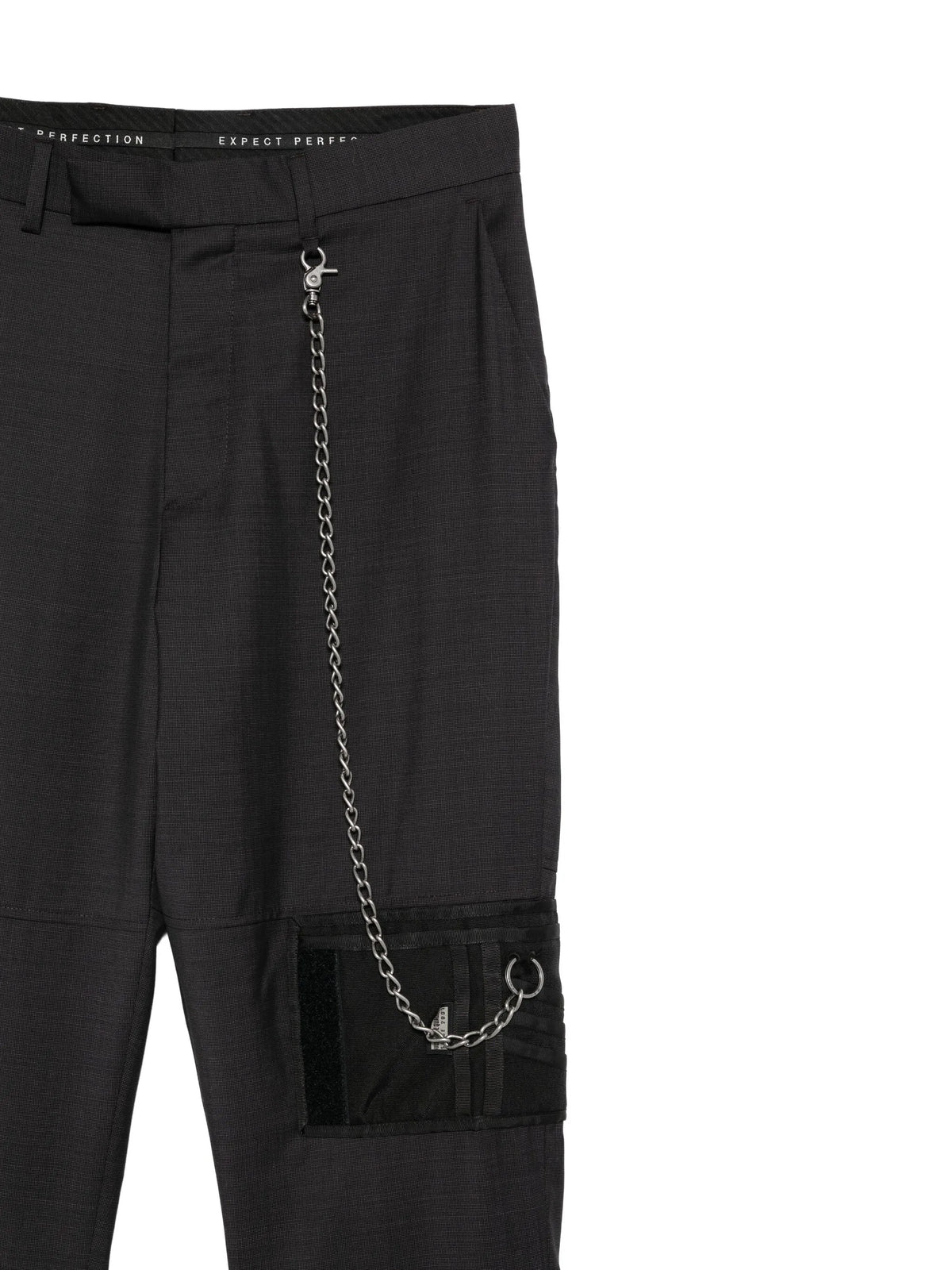chain-detail trousers