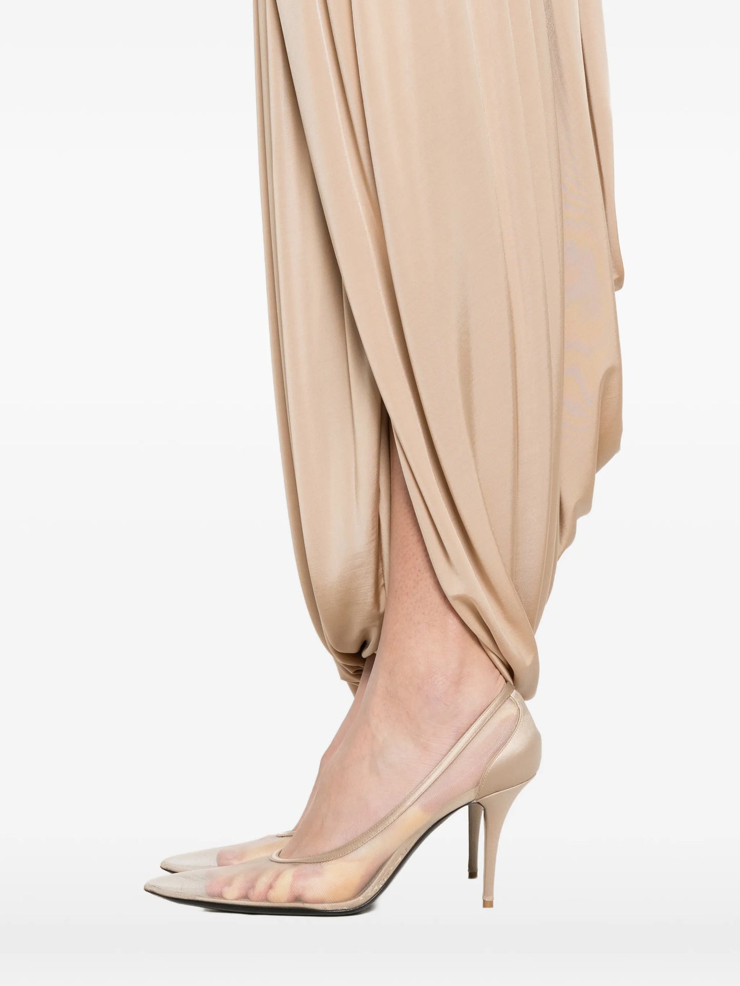 draped curved maxi skirt