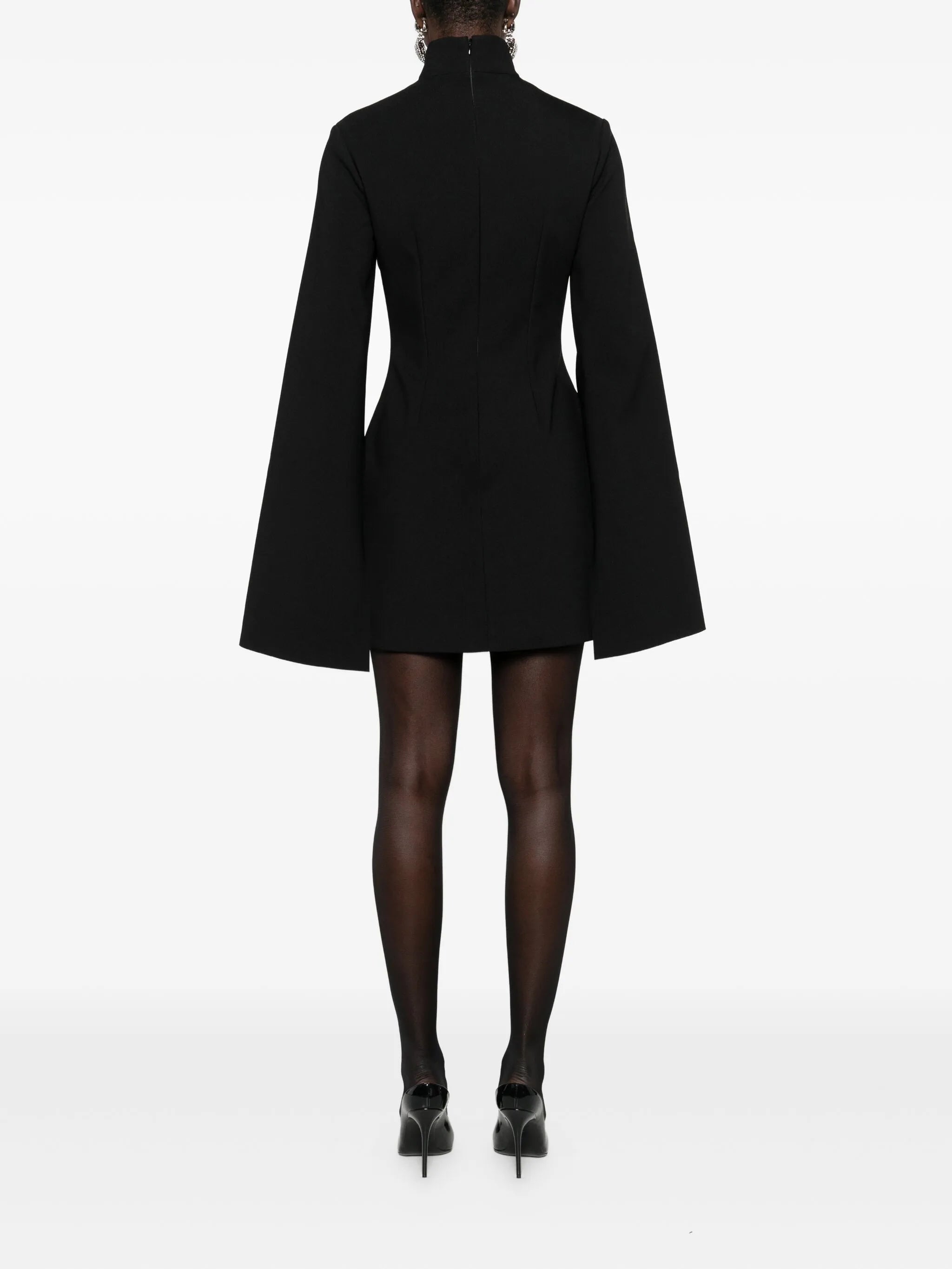 funnel-neck wide-sleeve mini dress