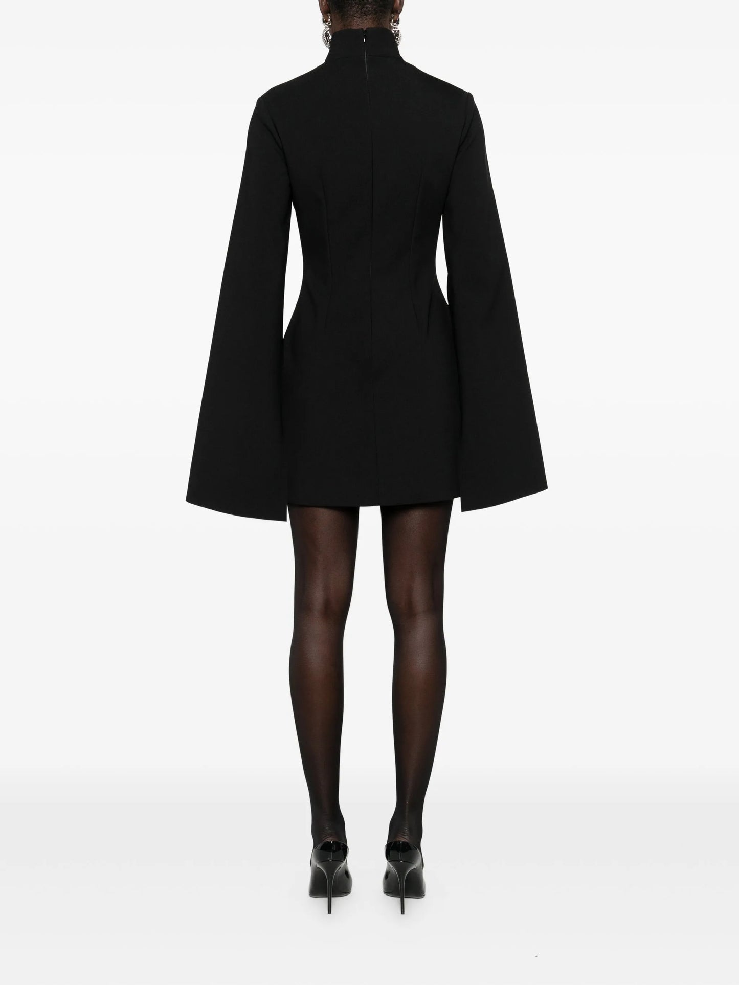 funnel-neck wide-sleeve mini dress