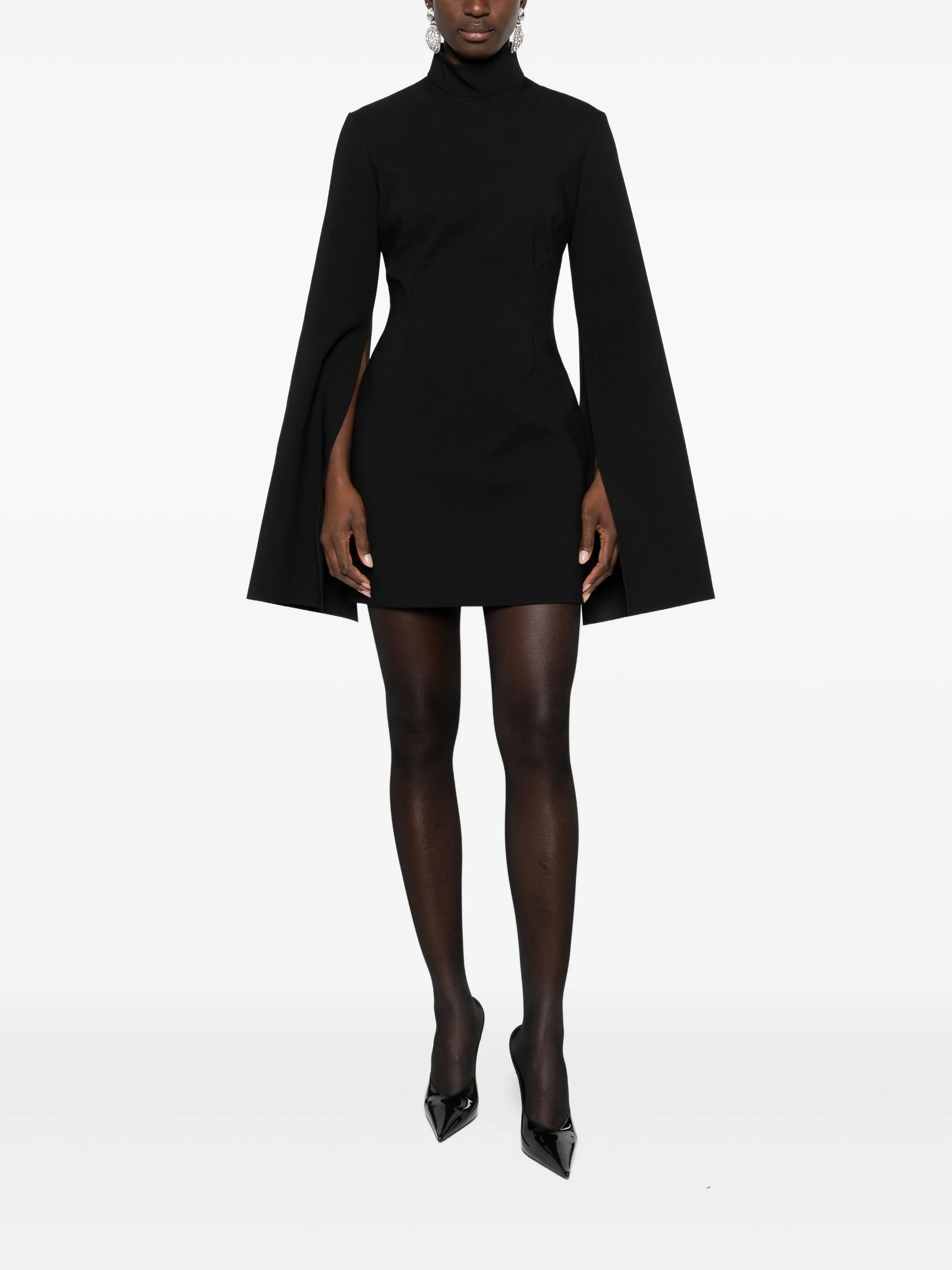 funnel-neck wide-sleeve mini dress