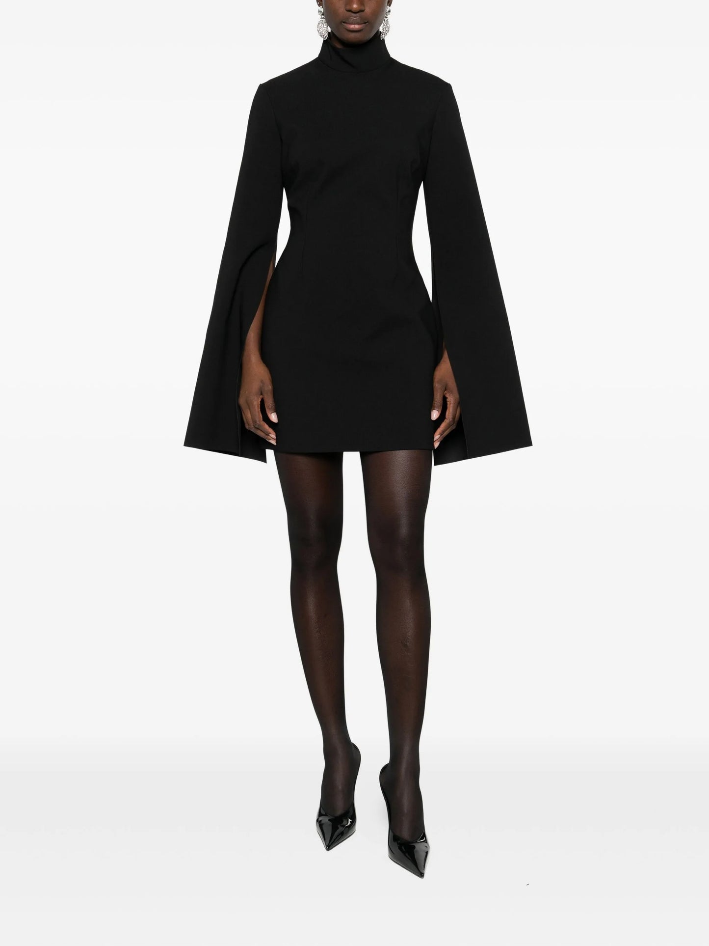 funnel-neck wide-sleeve mini dress