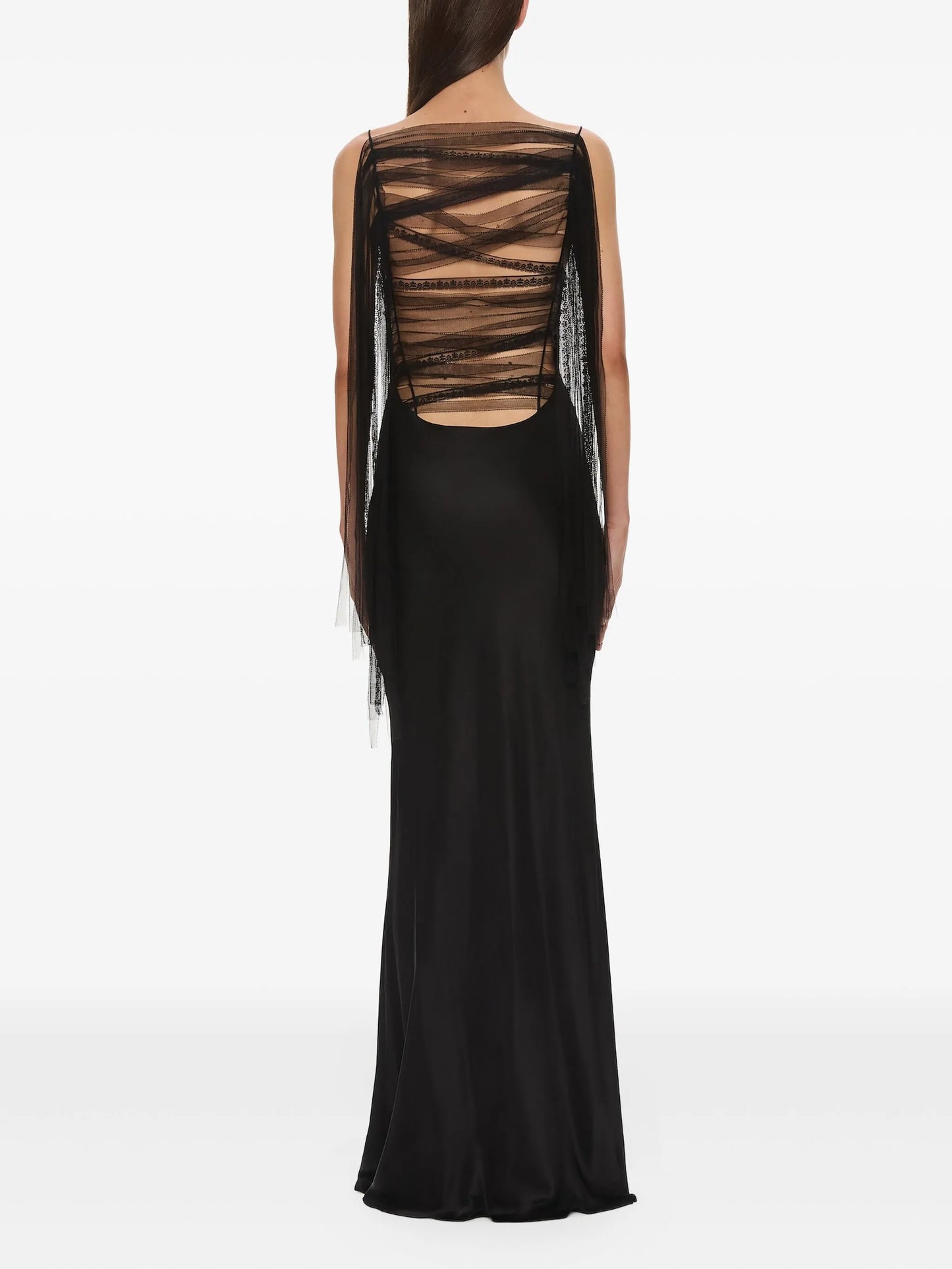 Lattice lace silk gown