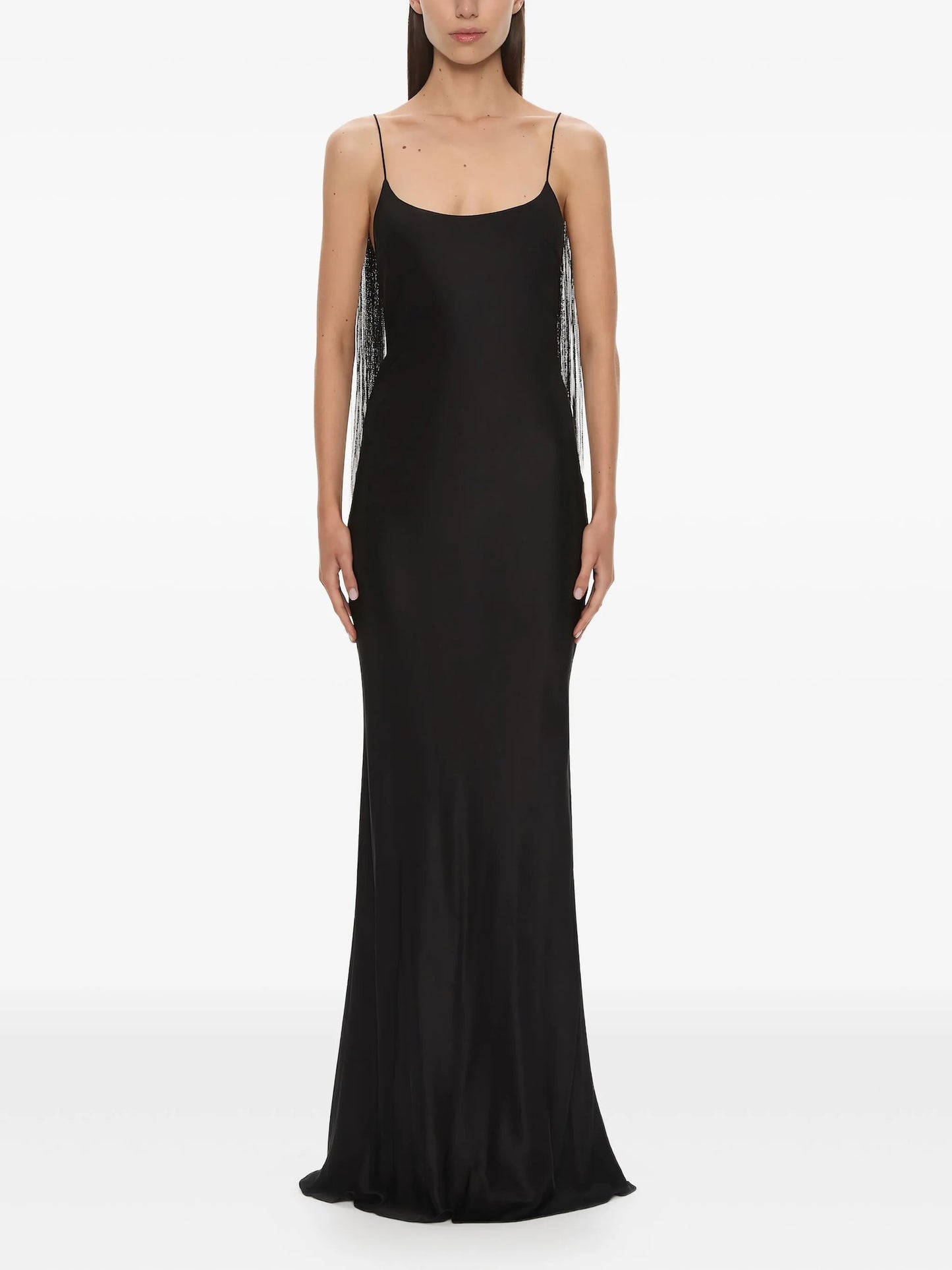 Lattice lace silk gown