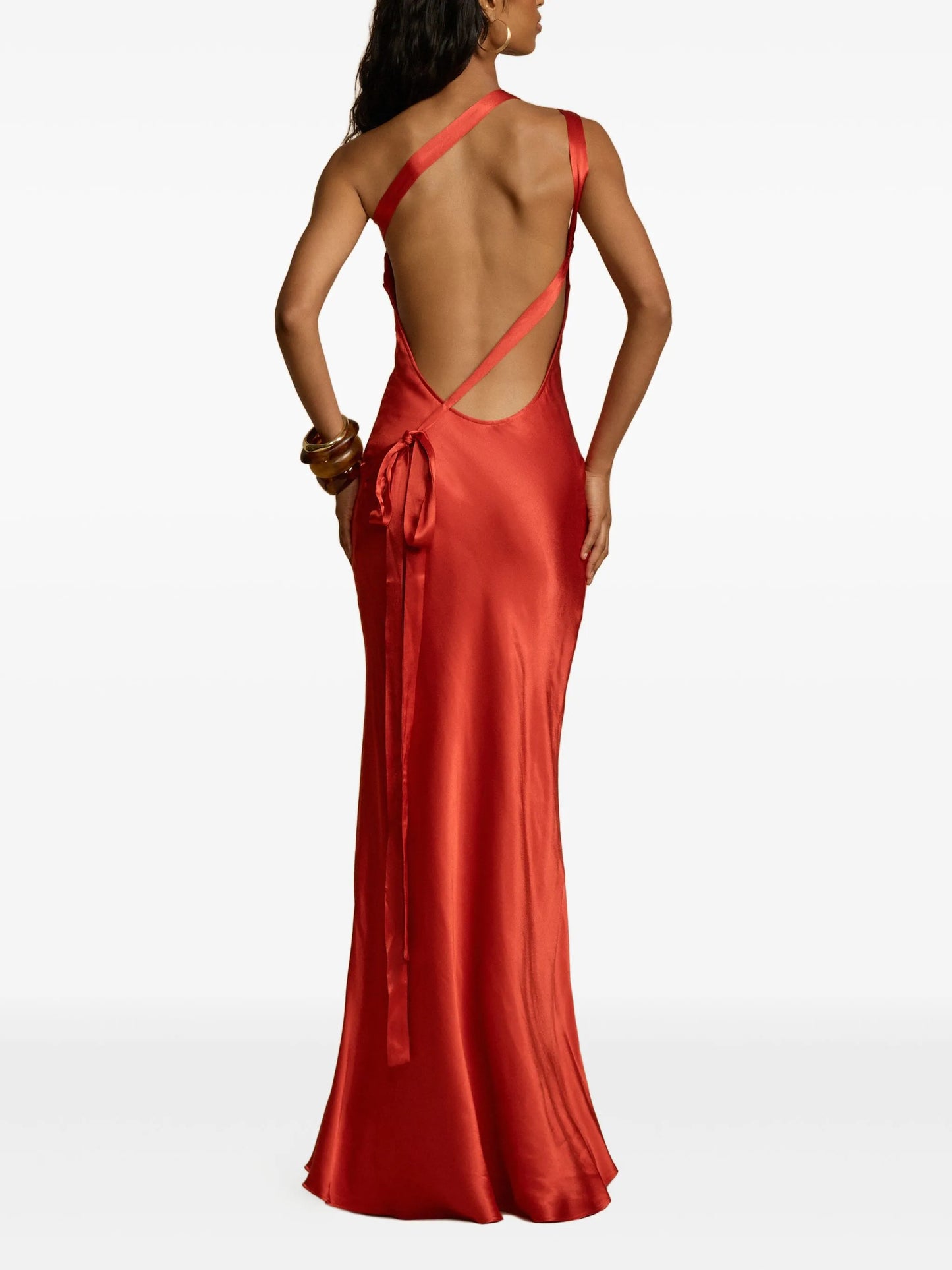 Monique asymmetric tie gown dress