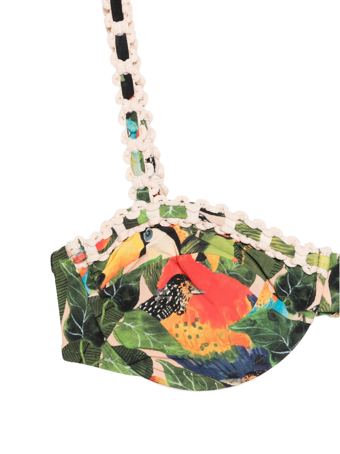 bird-print underwire bikini top