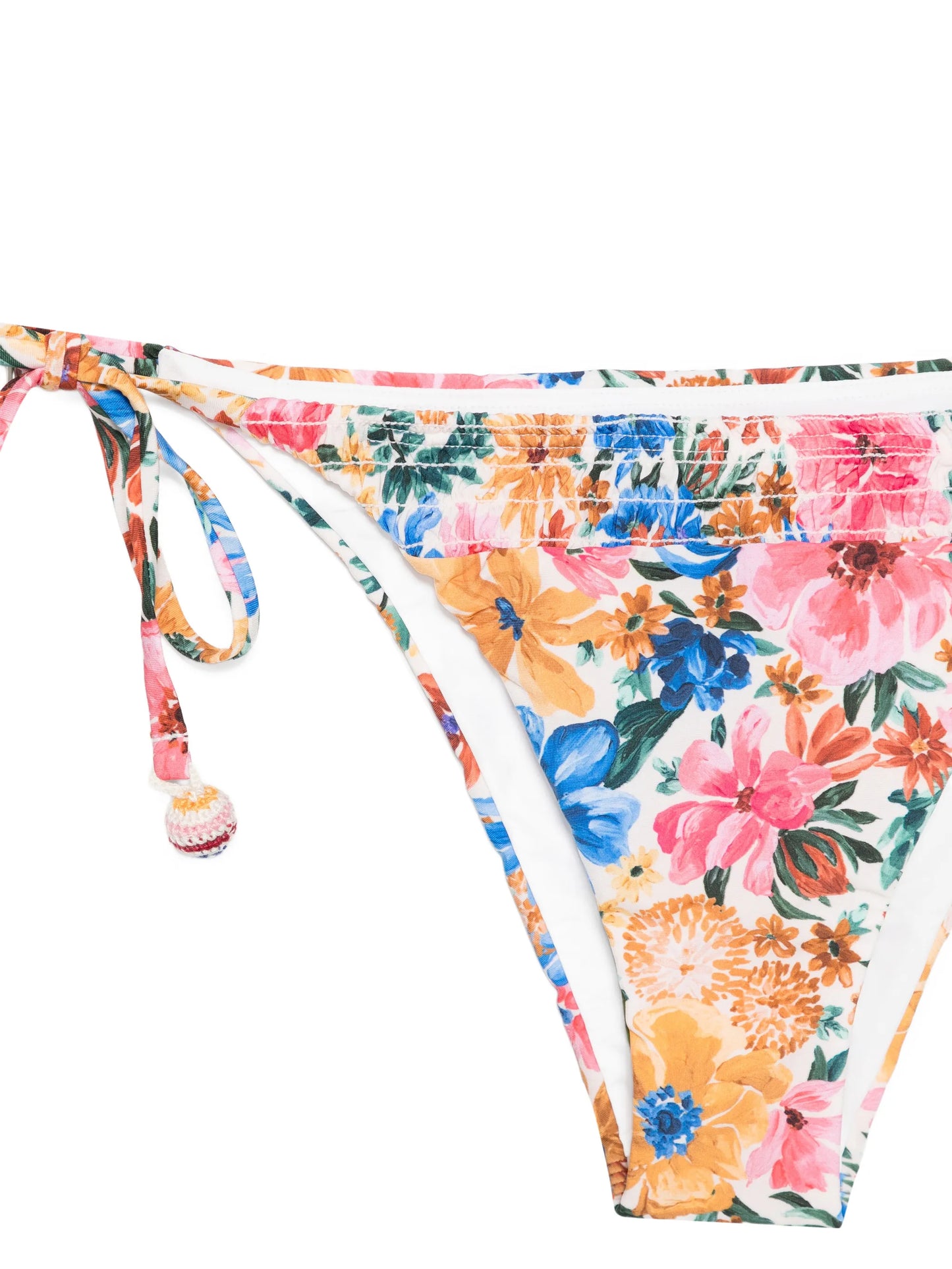 floral-print tie-side bikini bottom
