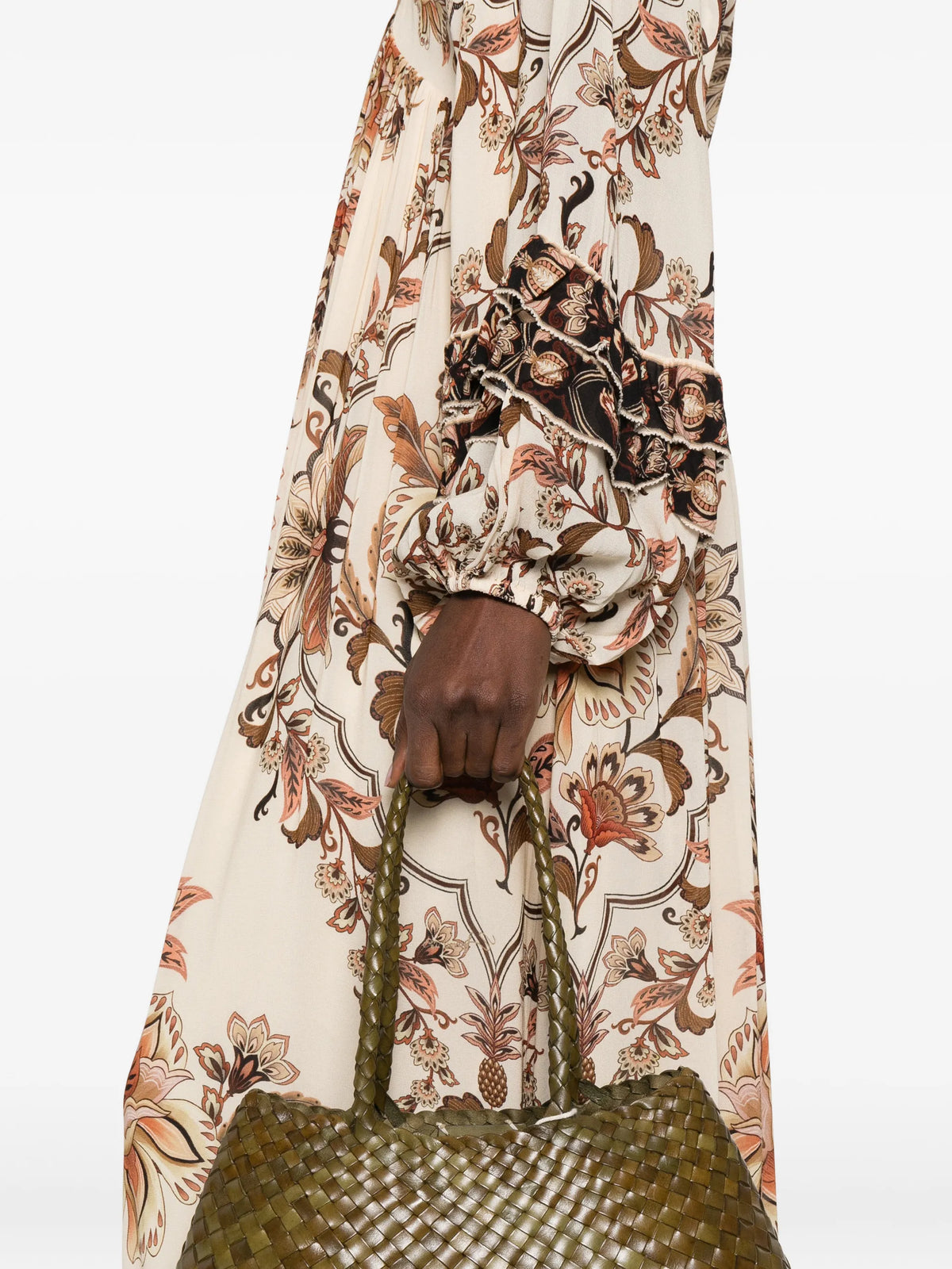 majestic garden ruffled maxi dress