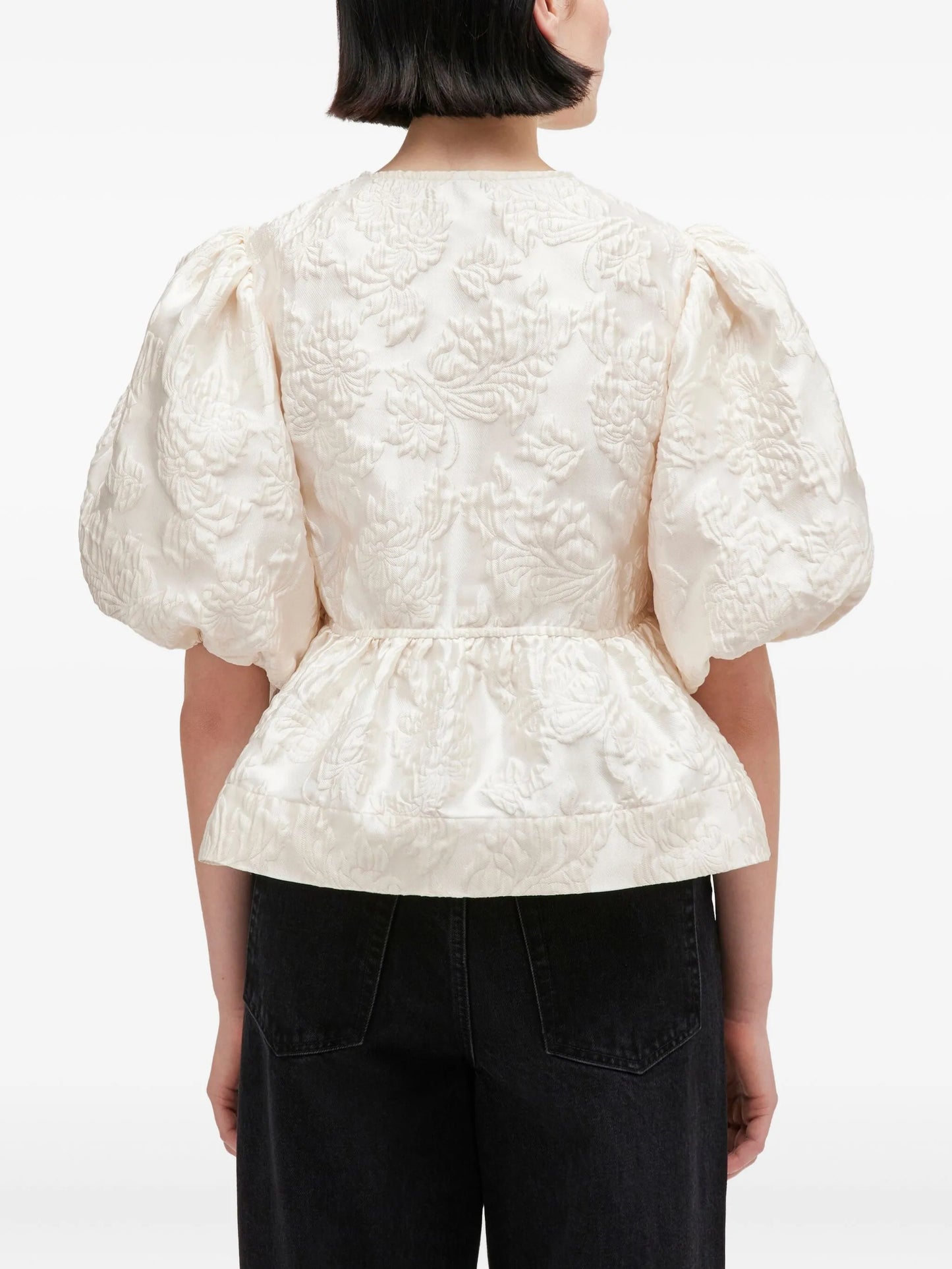 satin peplum tie blouse