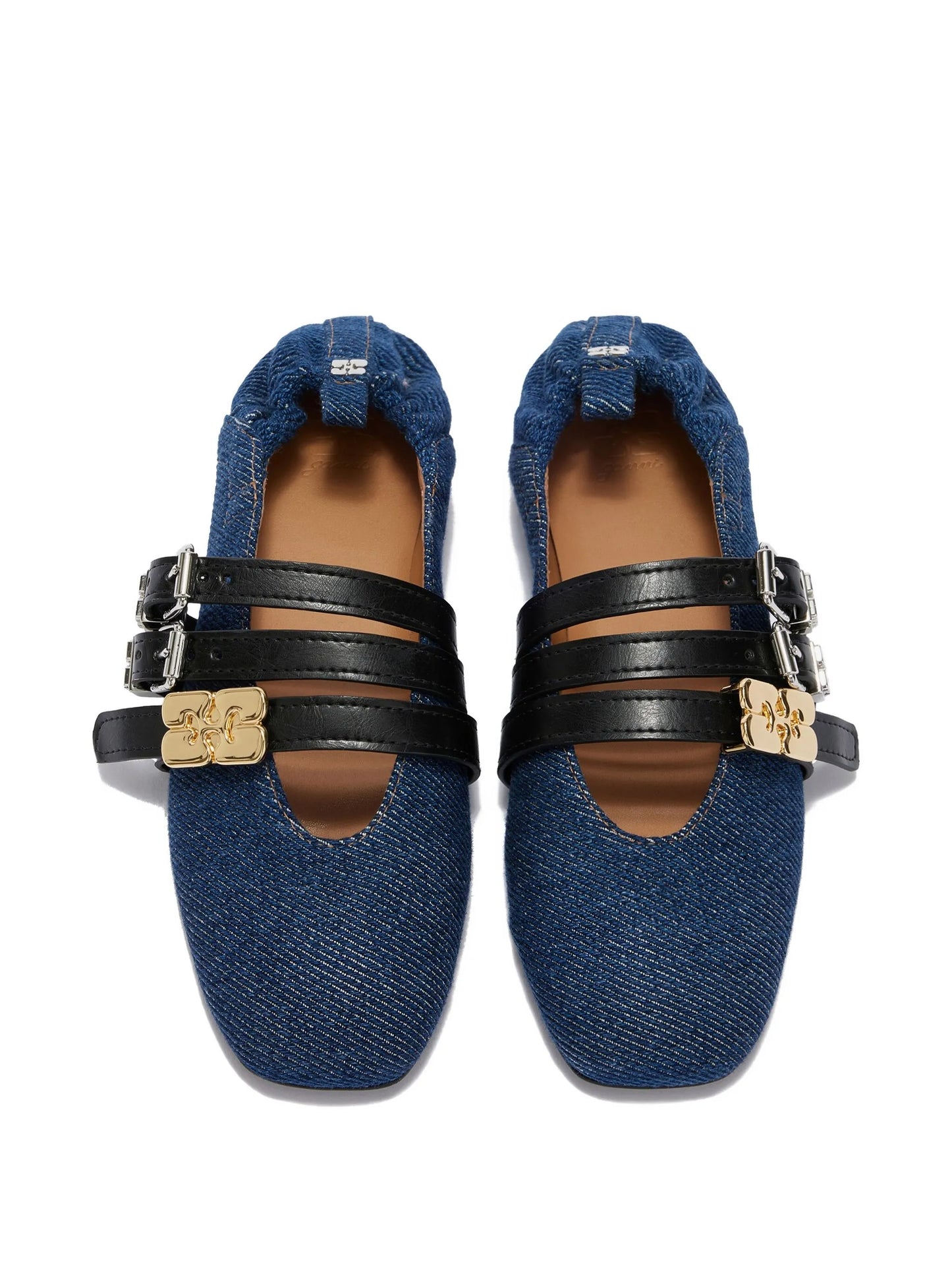 Sue buckled denim ballet flats