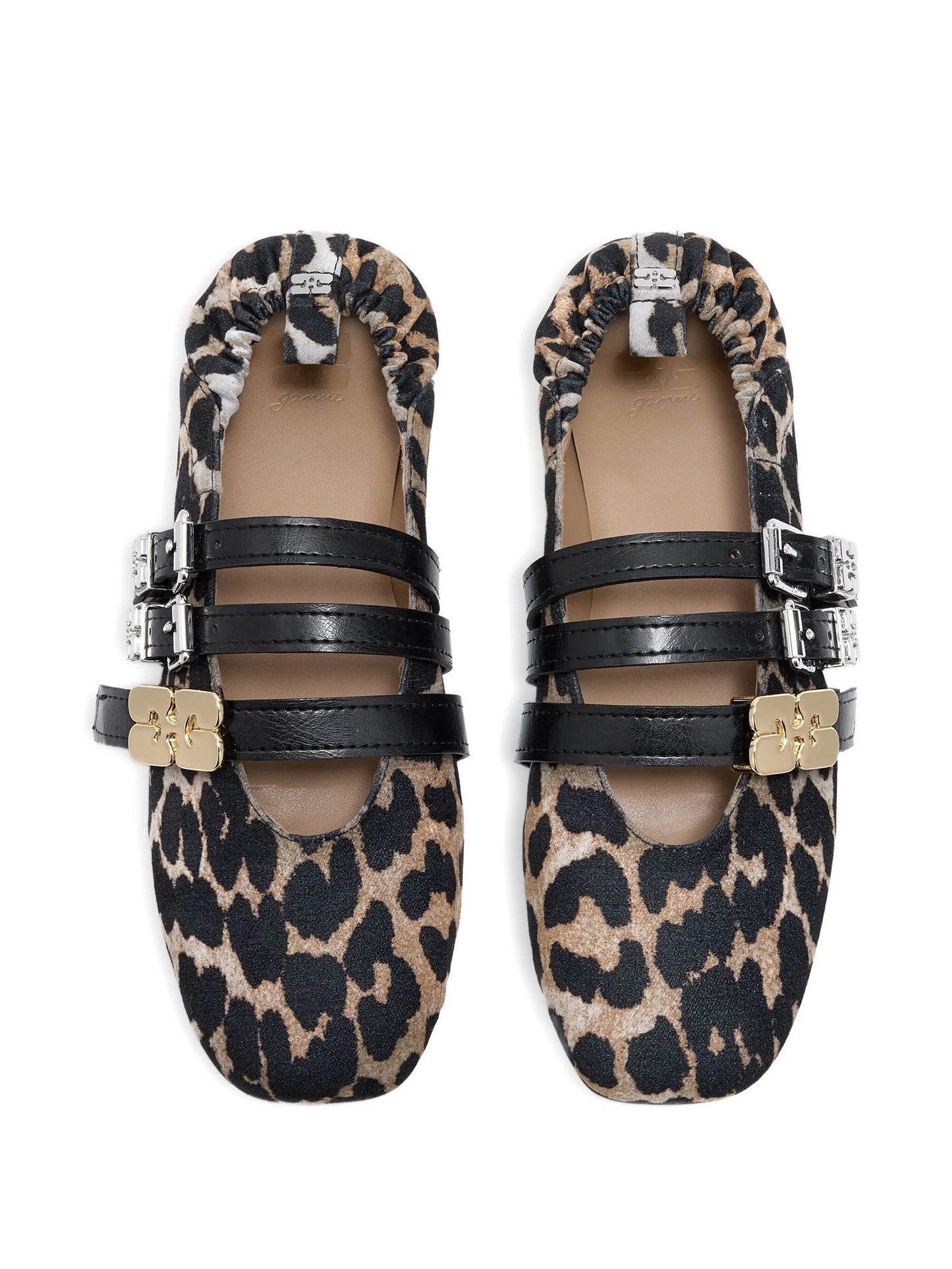 leopard-print buckle ballet flats