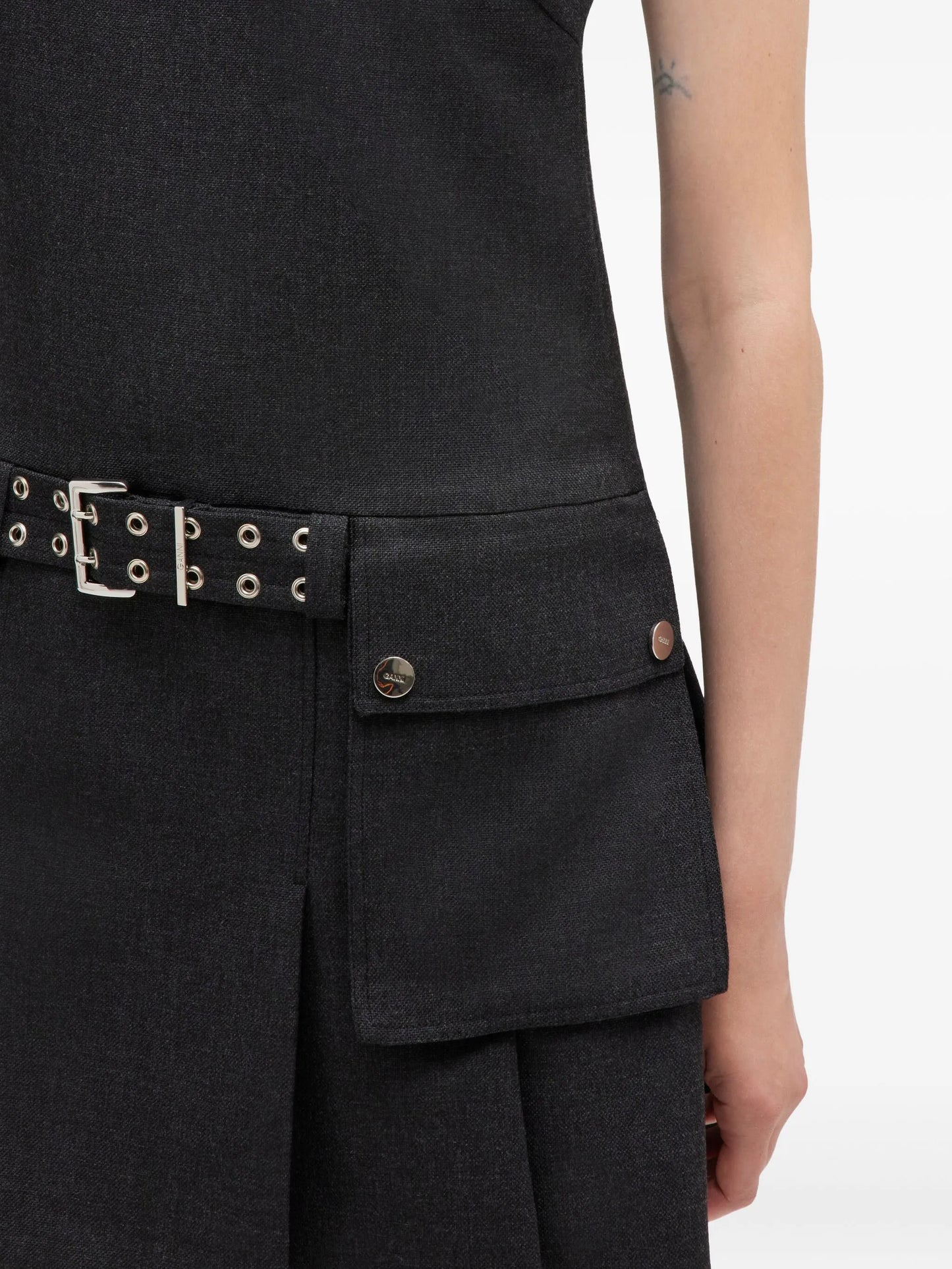 belted pocket mini dress