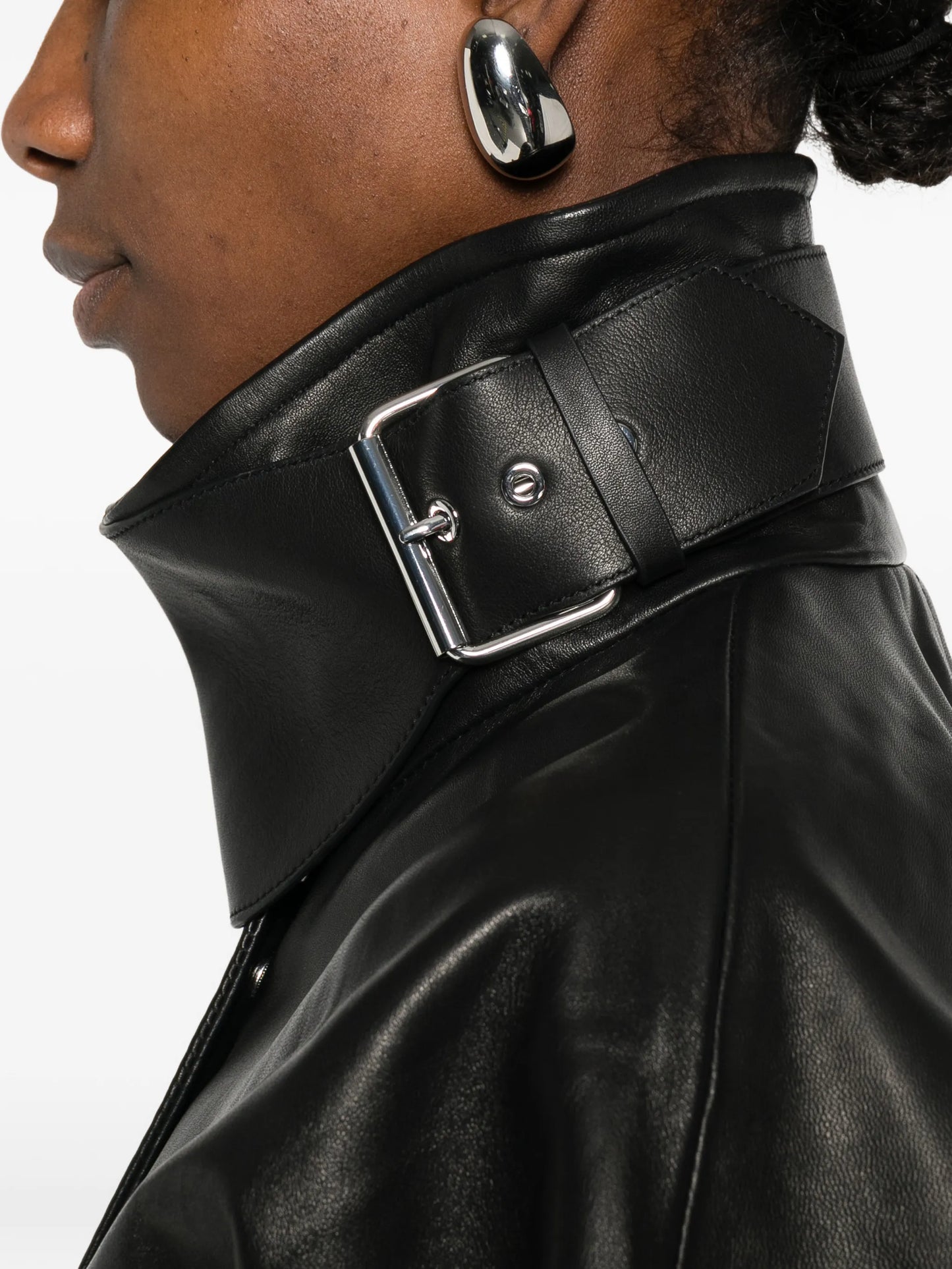 ribbed leather jacket