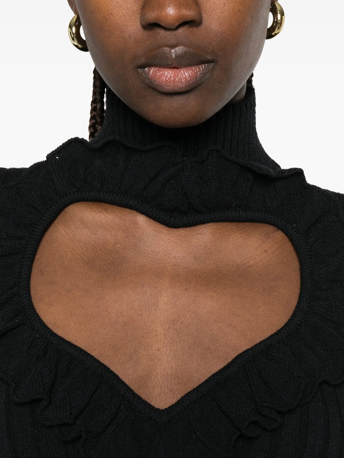 ruffled heart-cutout sweater