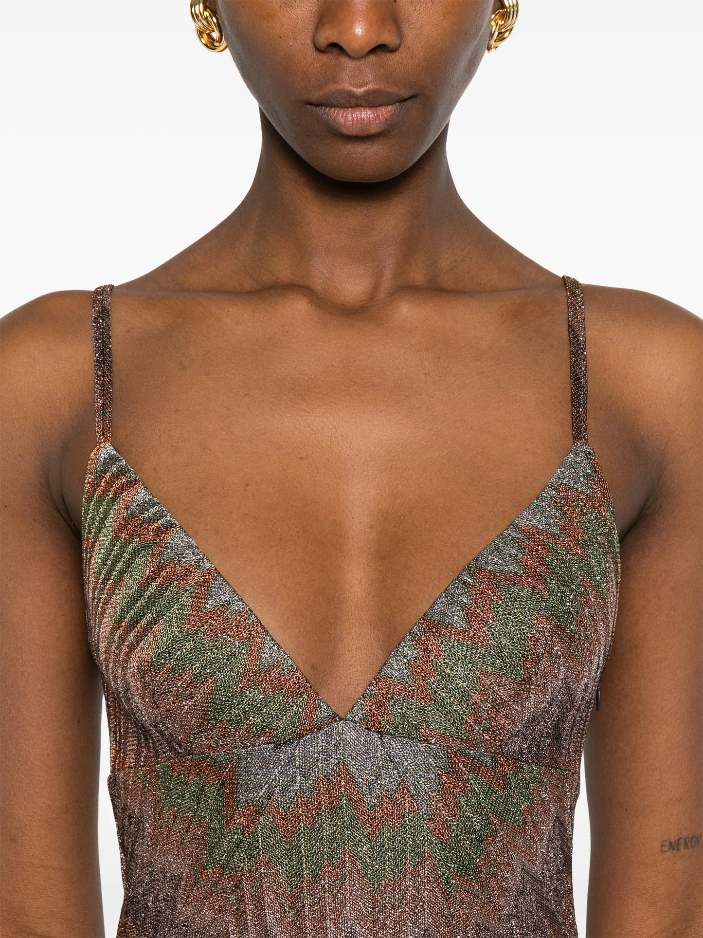 chevron-pattern mini dress