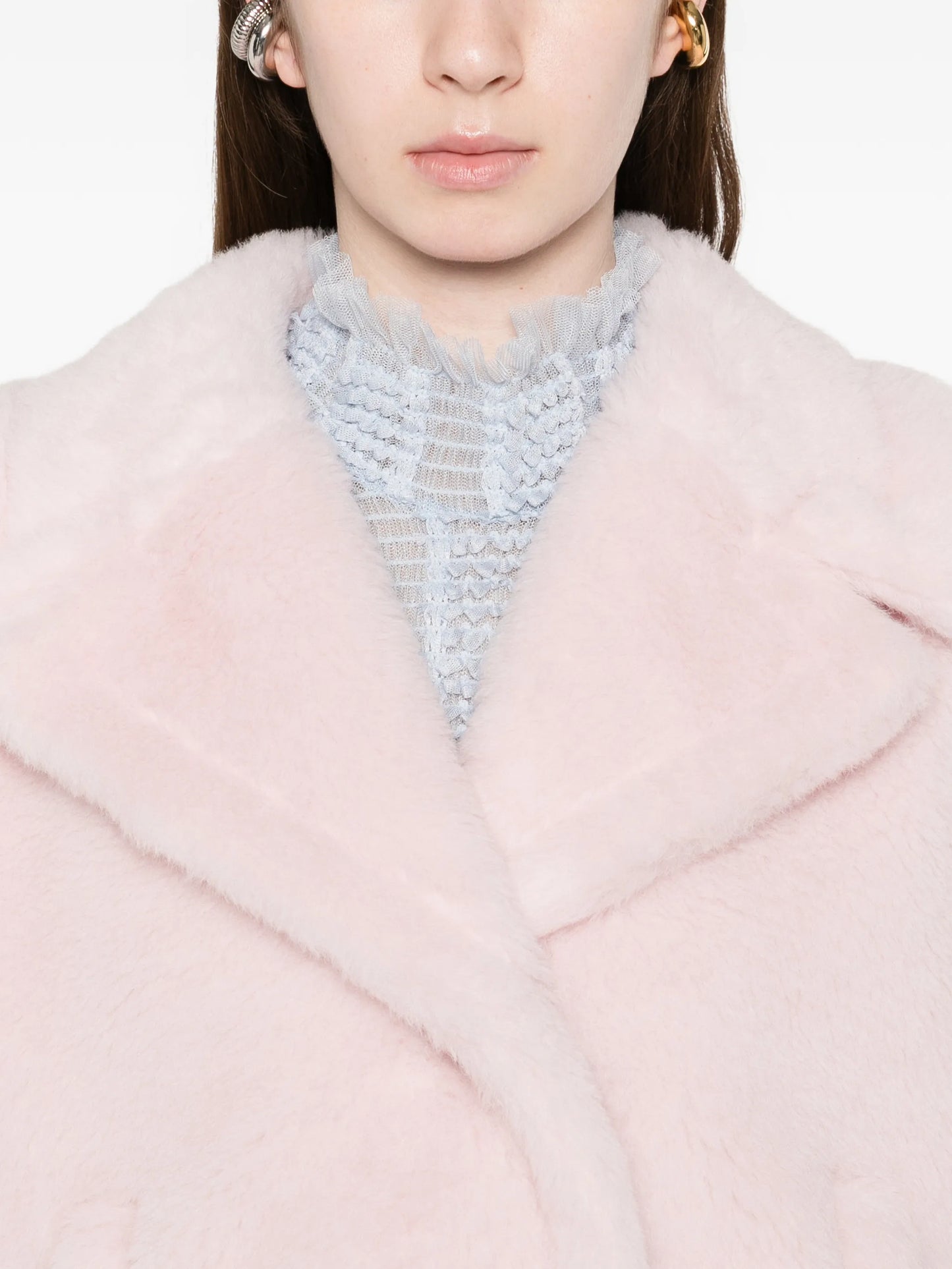 Corvino teddy-texture buttoned cape