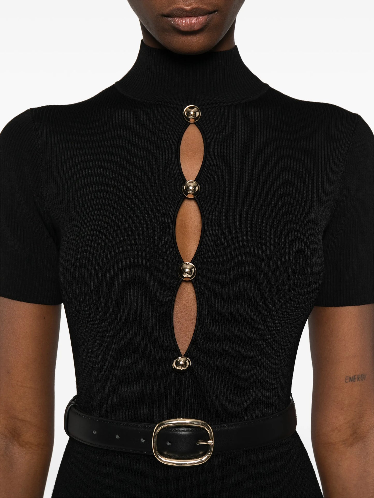 button-detail midi dress