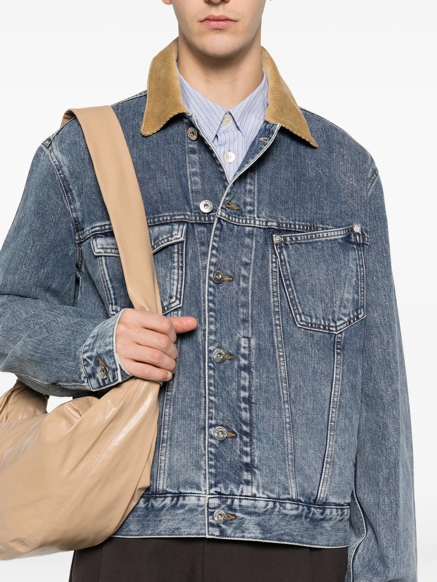 corduroy-collar denim jacket