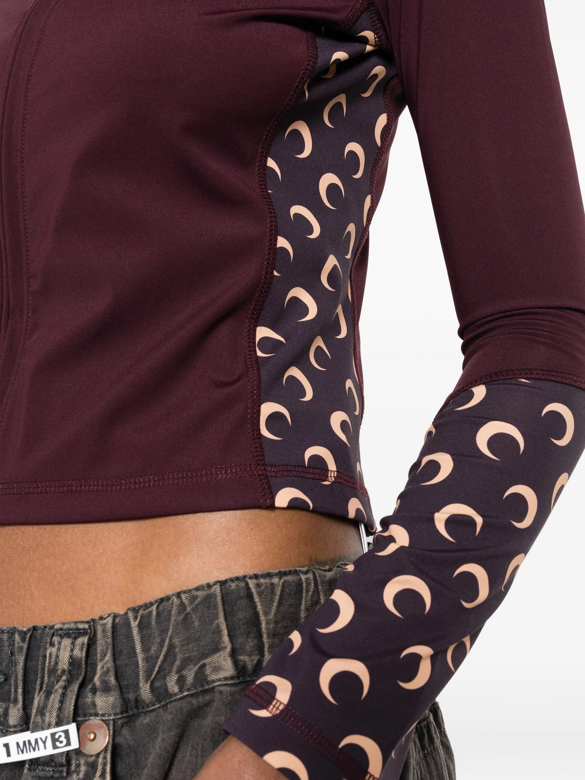 fitted high-neck athleisure zipped jacket with Moon inserts