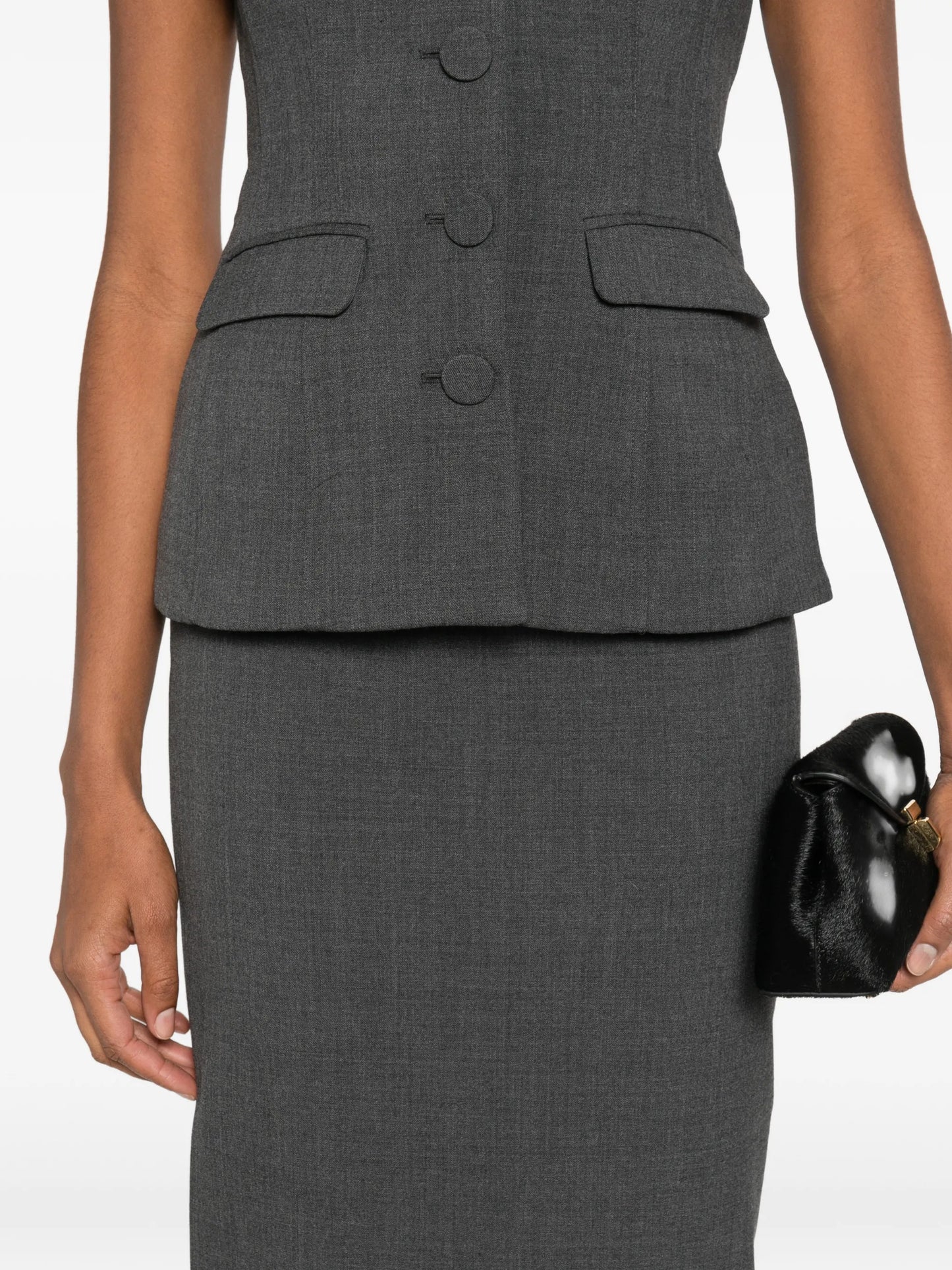 flower detail tailored midi dress