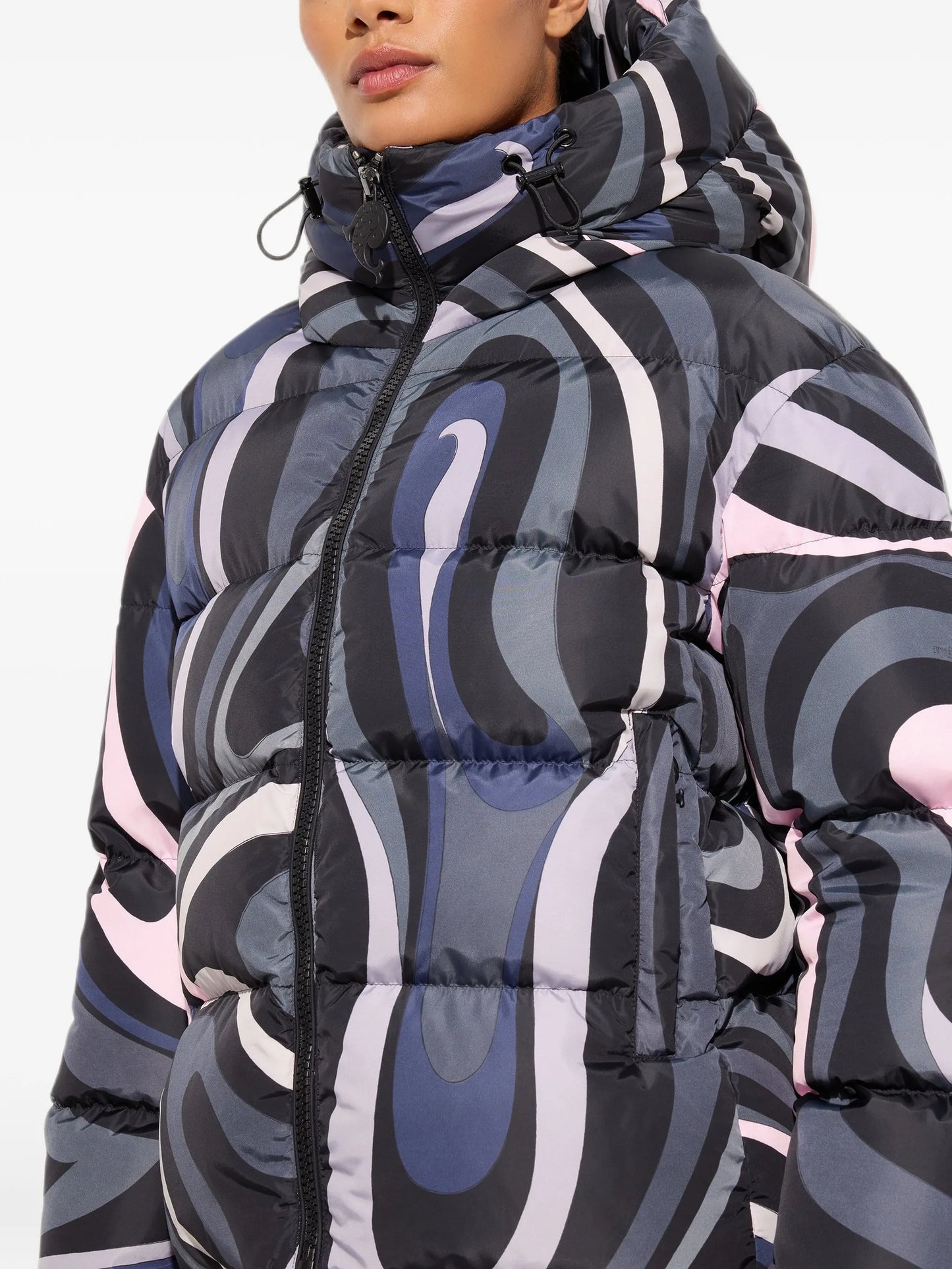 Marmo-print down jacket