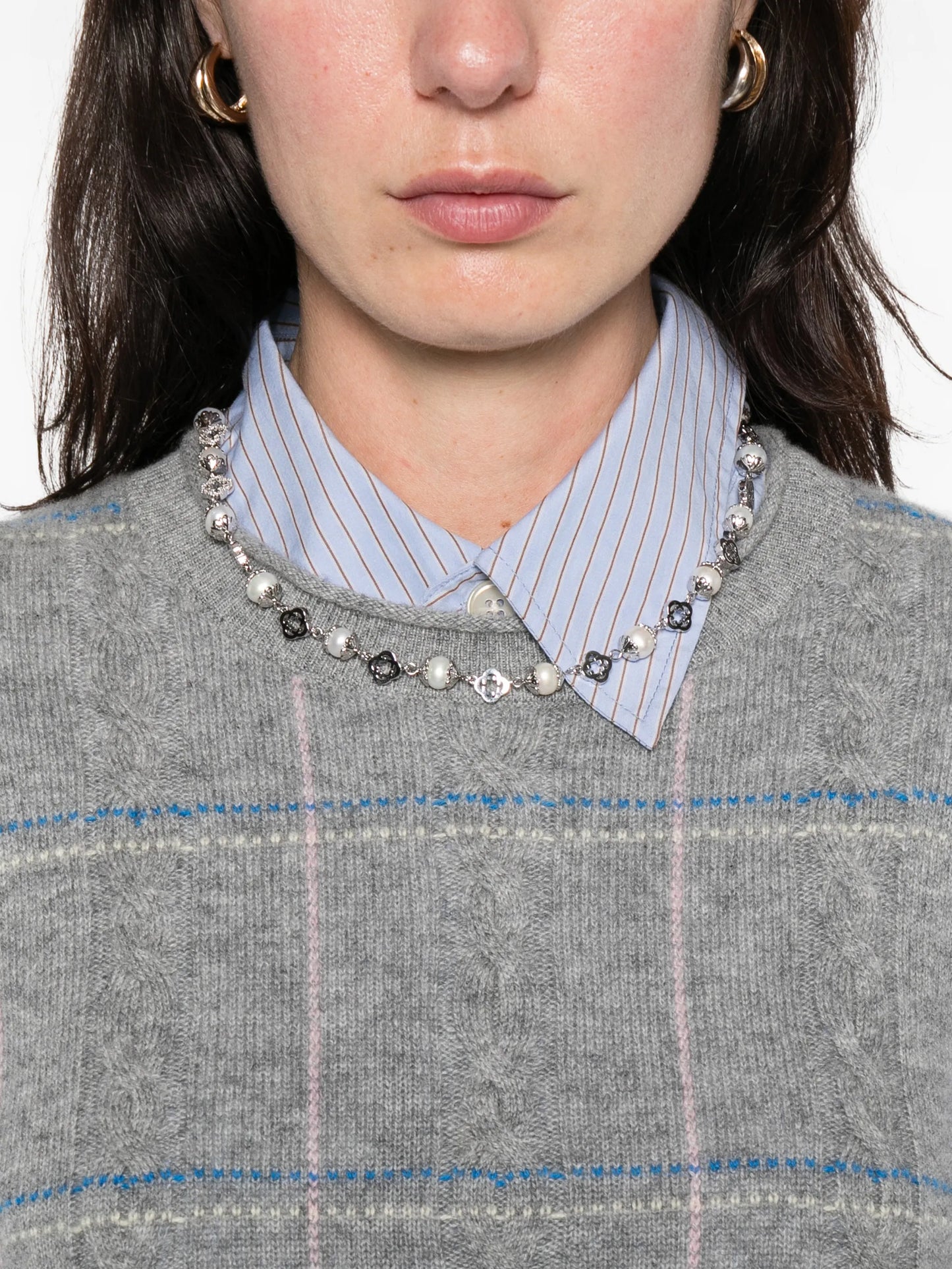 checked knitted vest