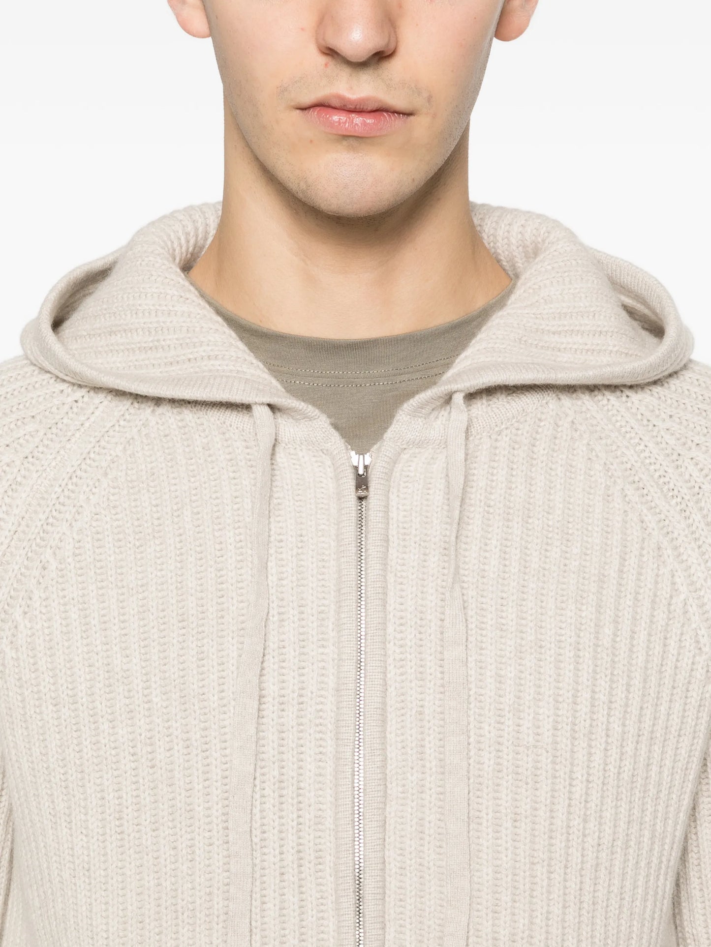 zip-up hooded cardigan