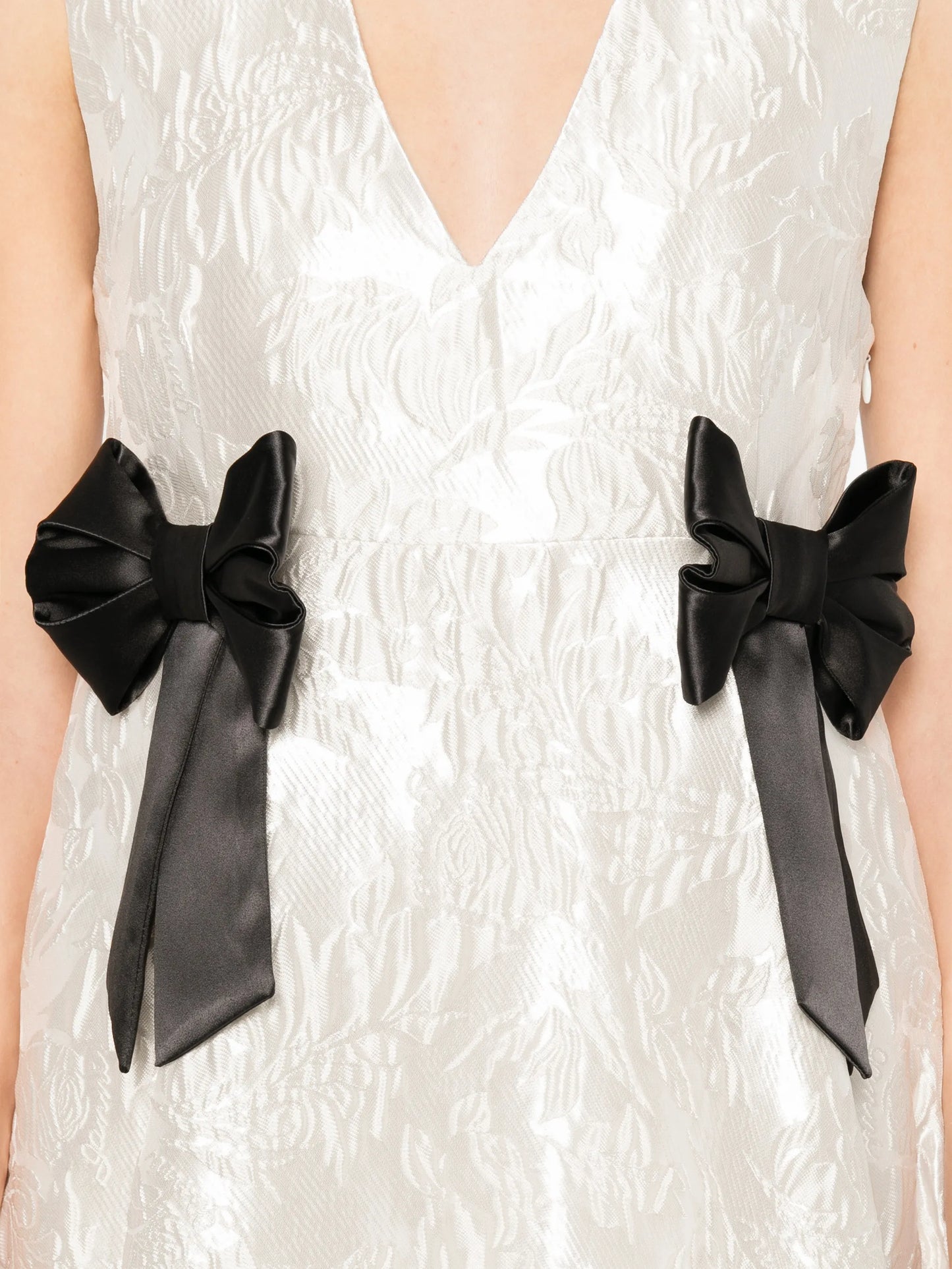 bow V-neck midi dress