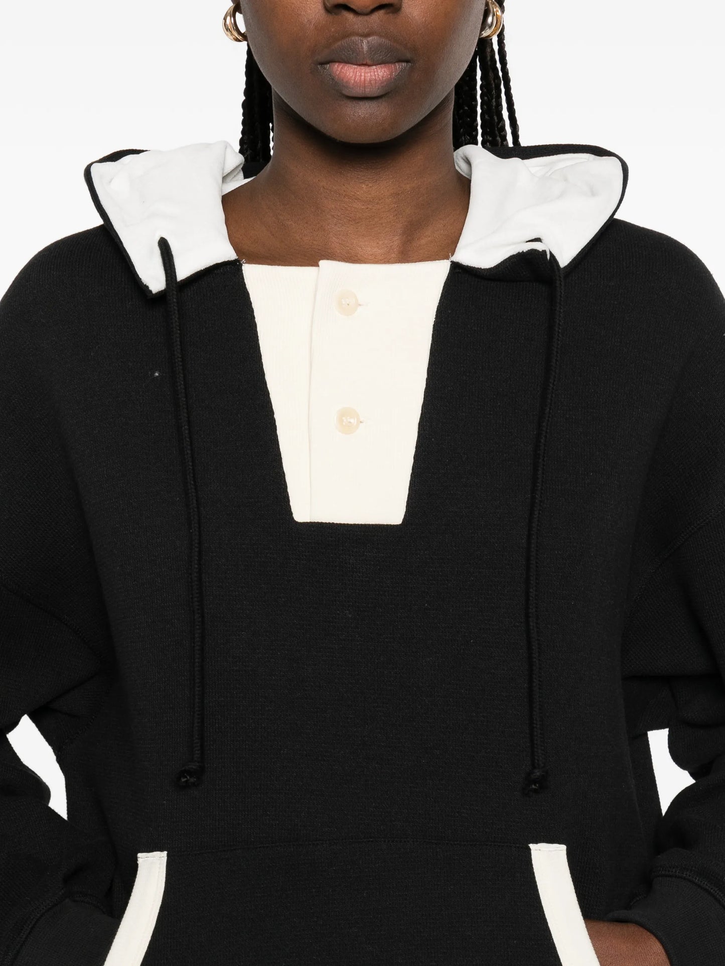 button-fastening hoodie