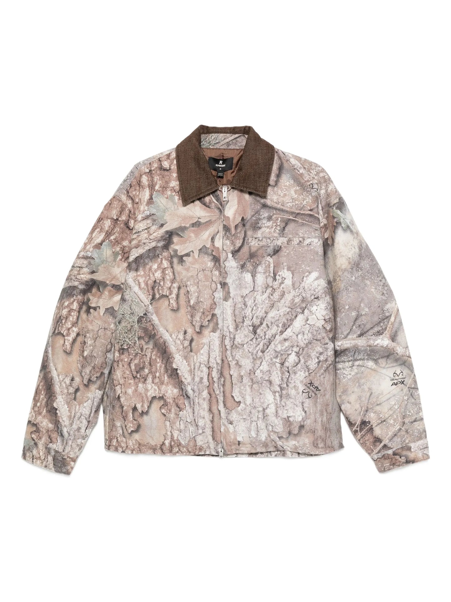 corduroy-collar camouflage trucker jacket