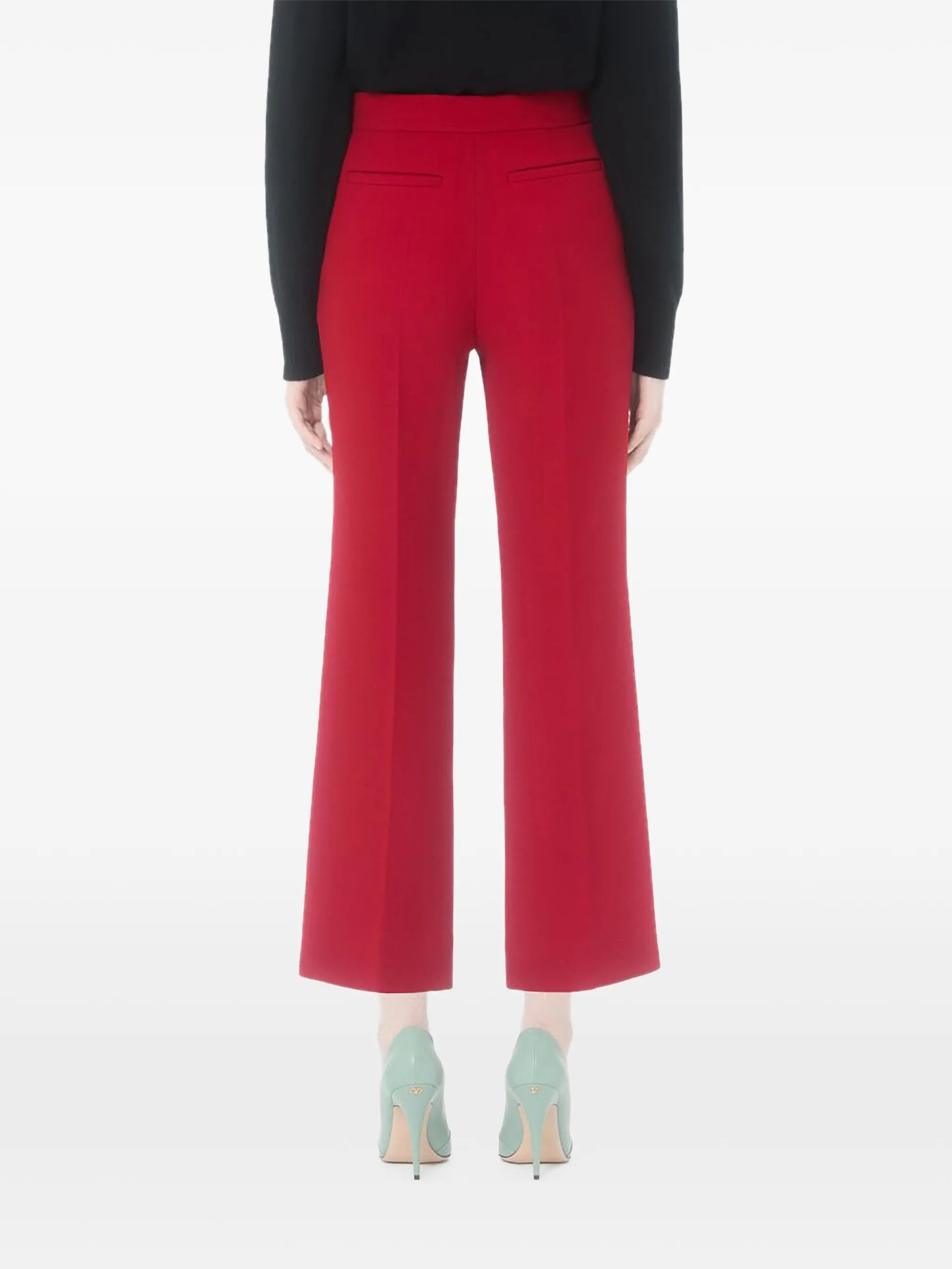 V-detail wool-crepe trousers